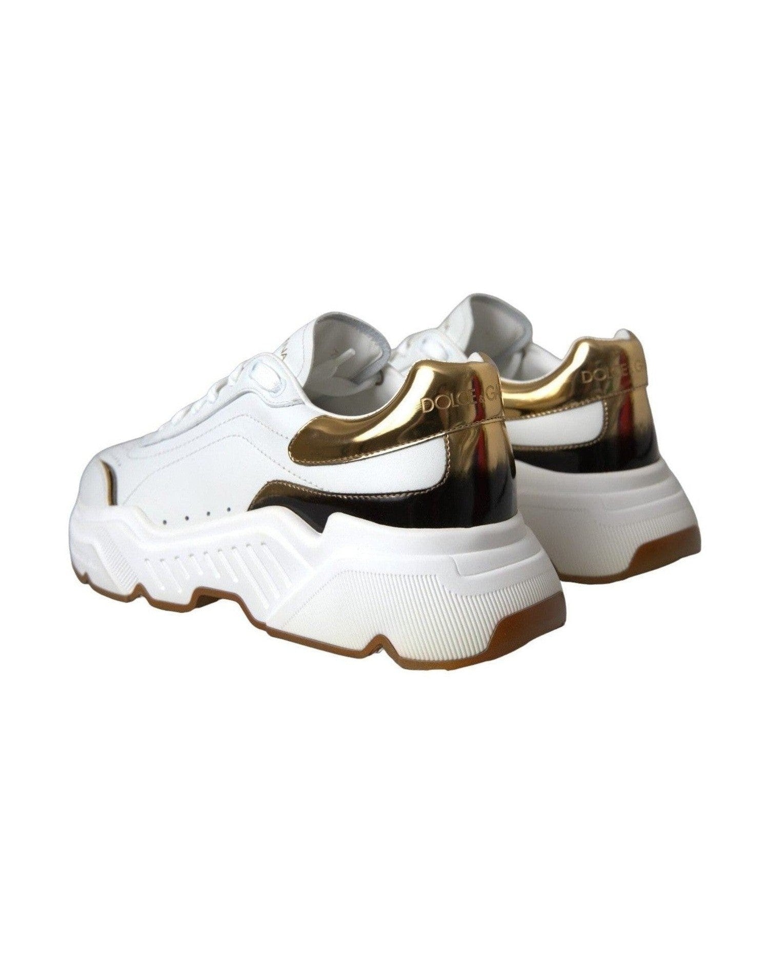 Dolce & Gabbana White Gold Daymaster Leather Sneakers Shoes Glam Steals