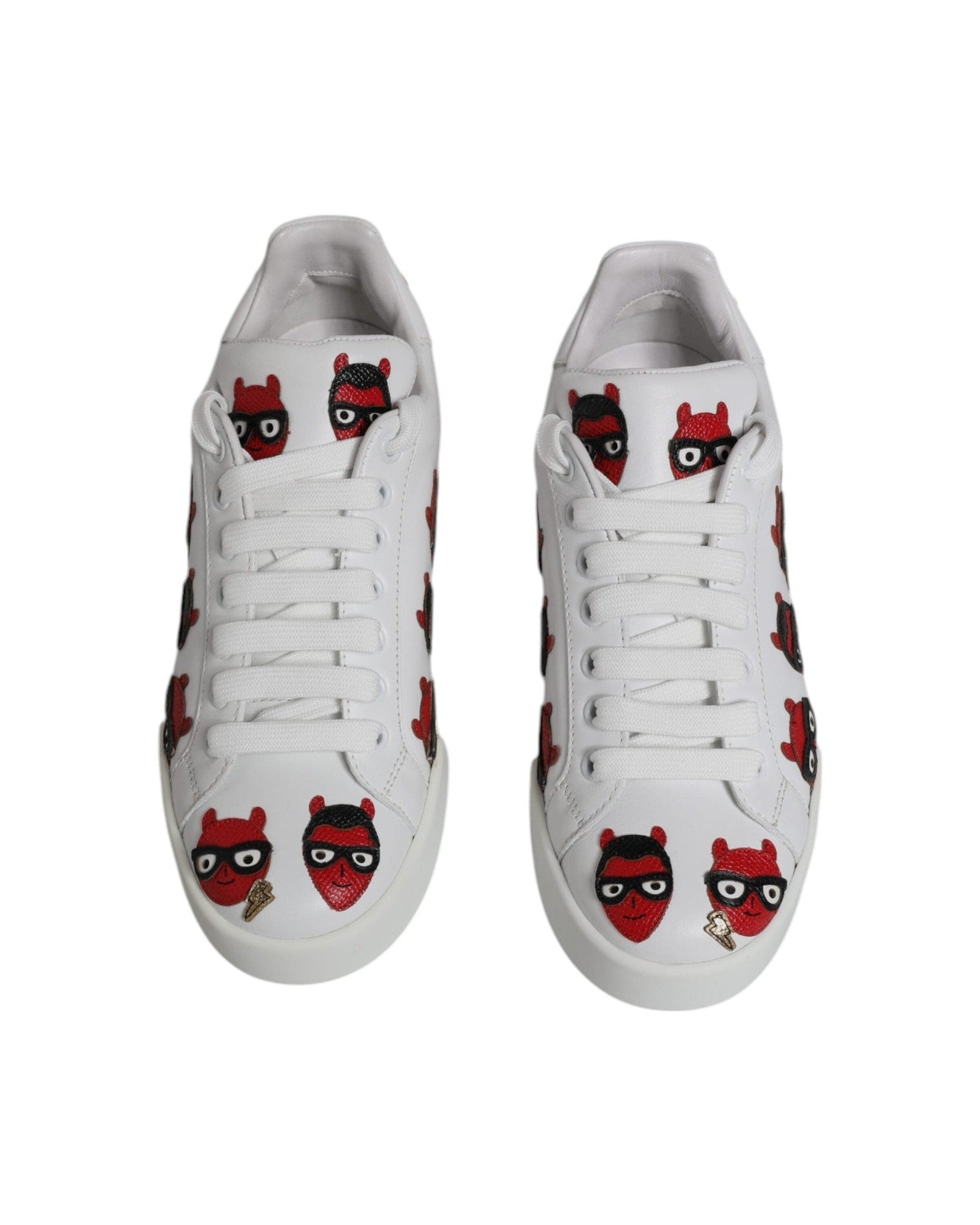 Dolce & Gabbana White Devil Face Portofino Sneakers Shoes Sneakers