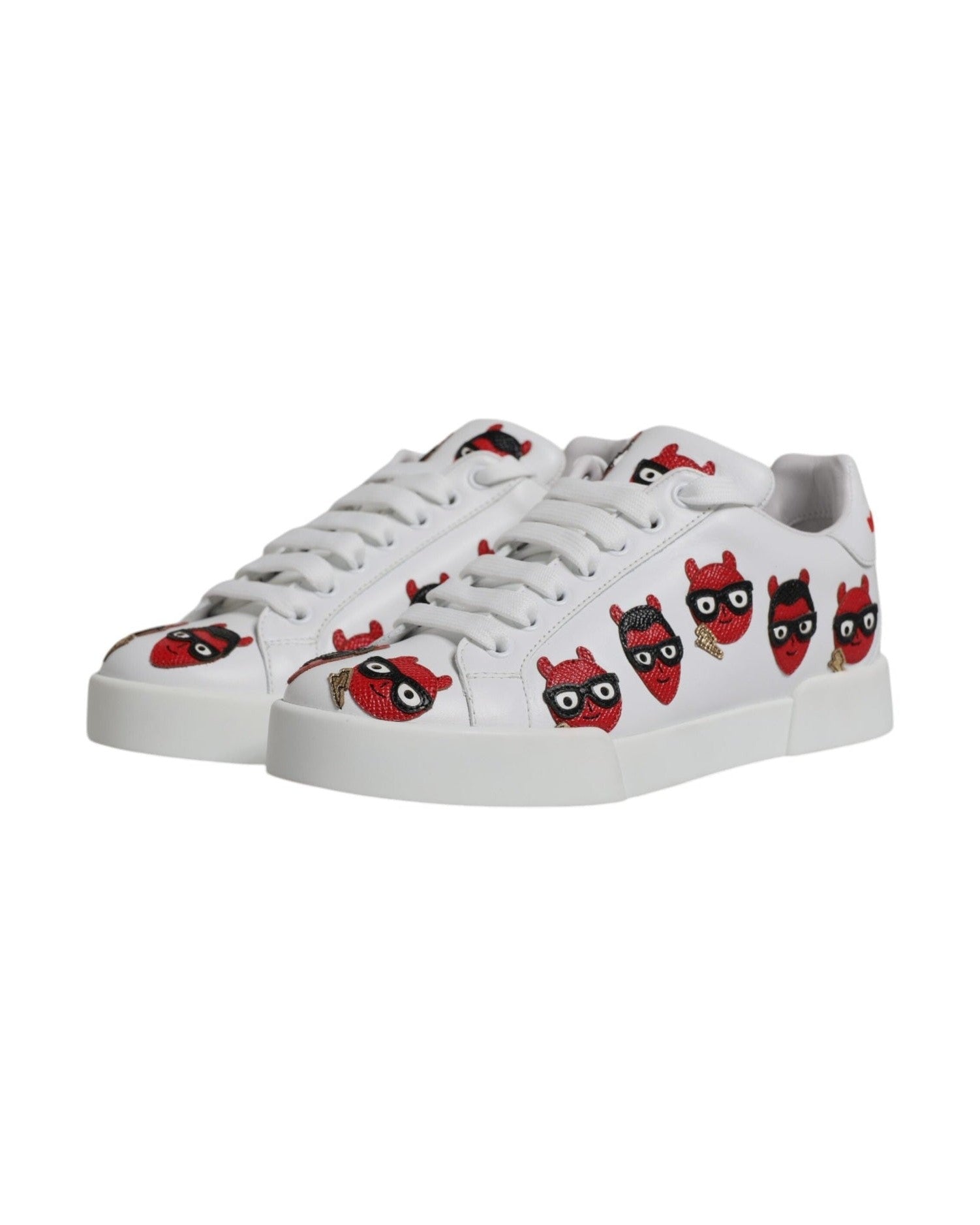 Dolce & Gabbana White Devil Face Portofino Sneakers Shoes Sneakers