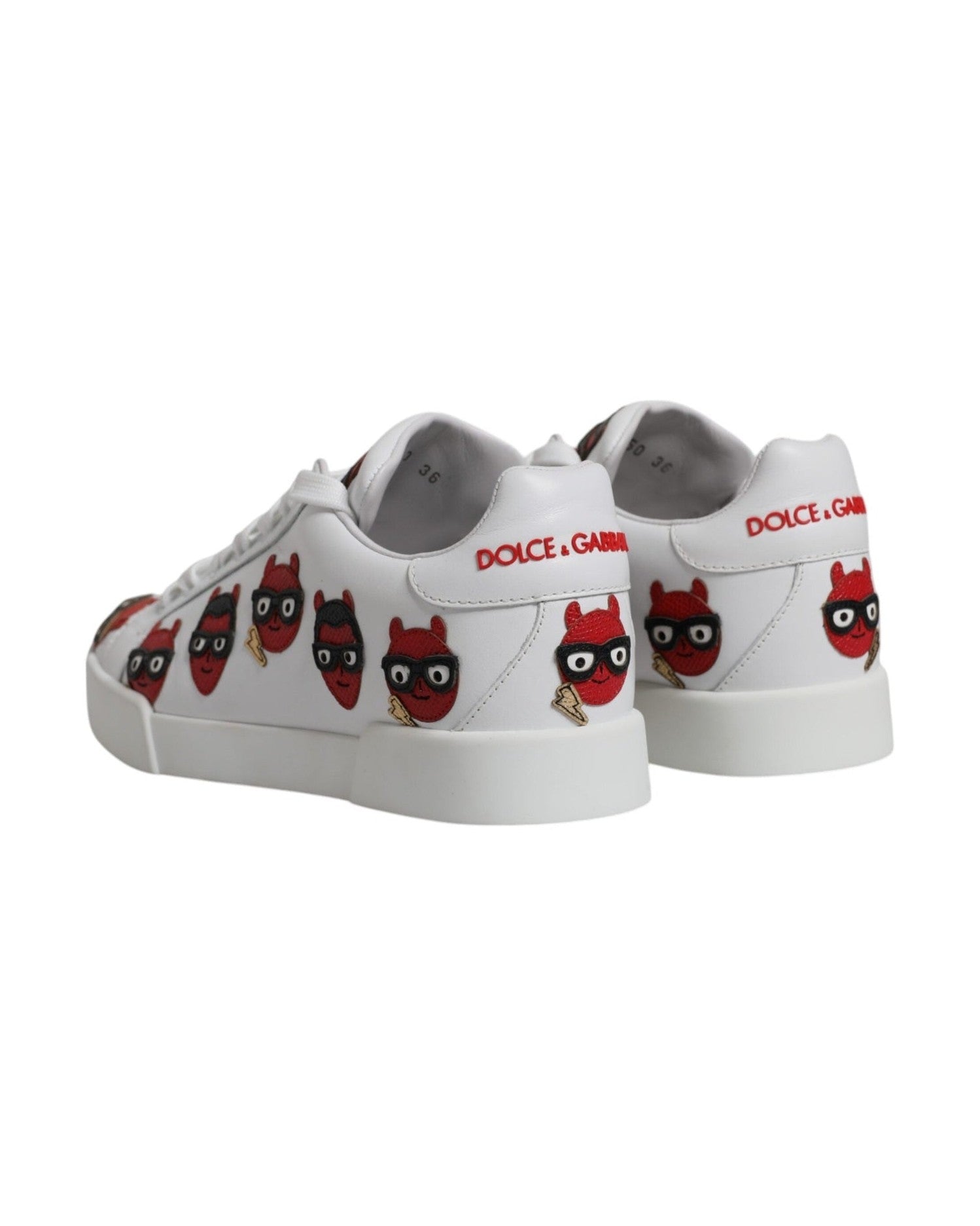 Dolce & Gabbana White Devil Face Portofino Sneakers Shoes Sneakers