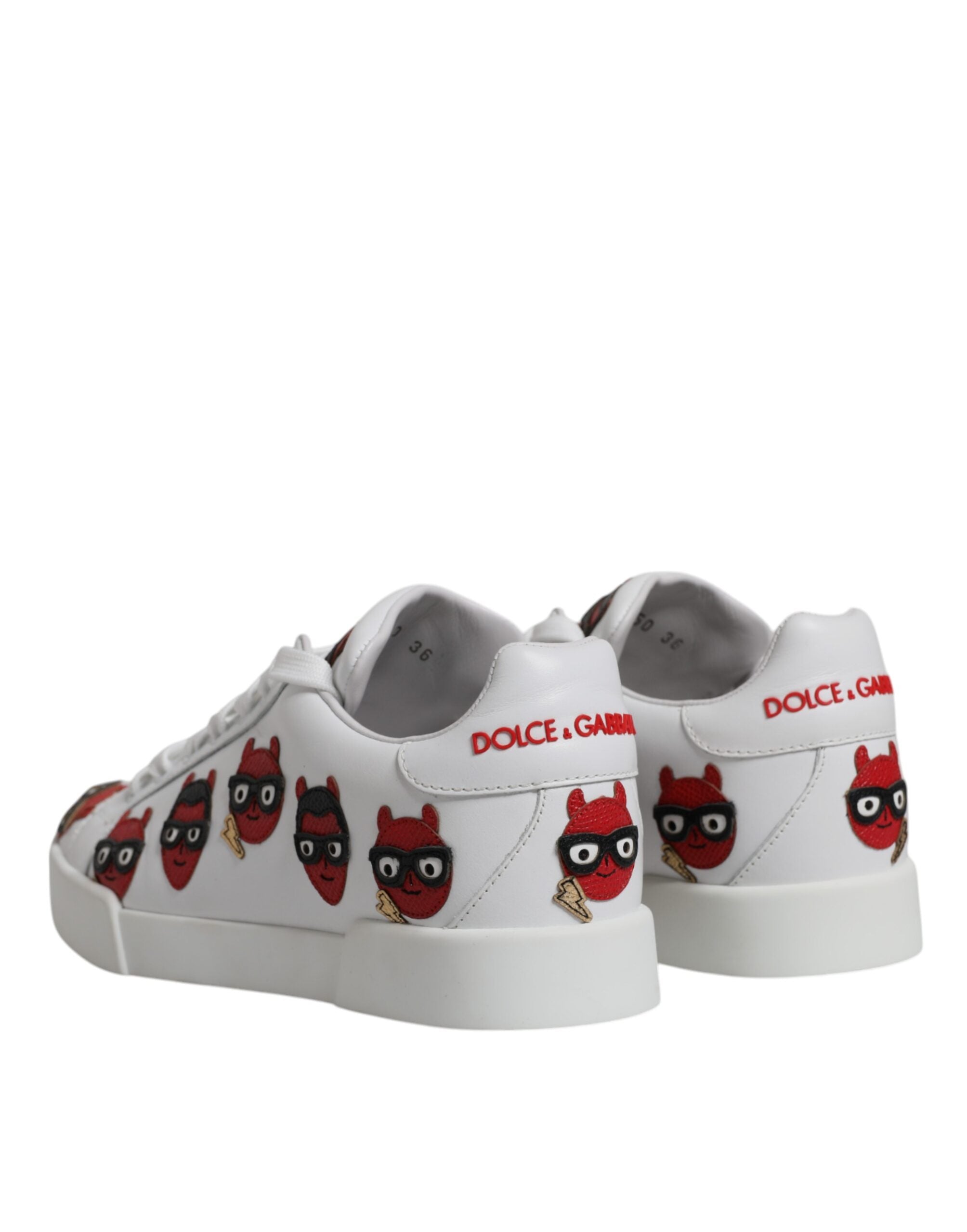 Dolce & Gabbana White Devil Face Portofino Sneakers Shoes Glam Steals