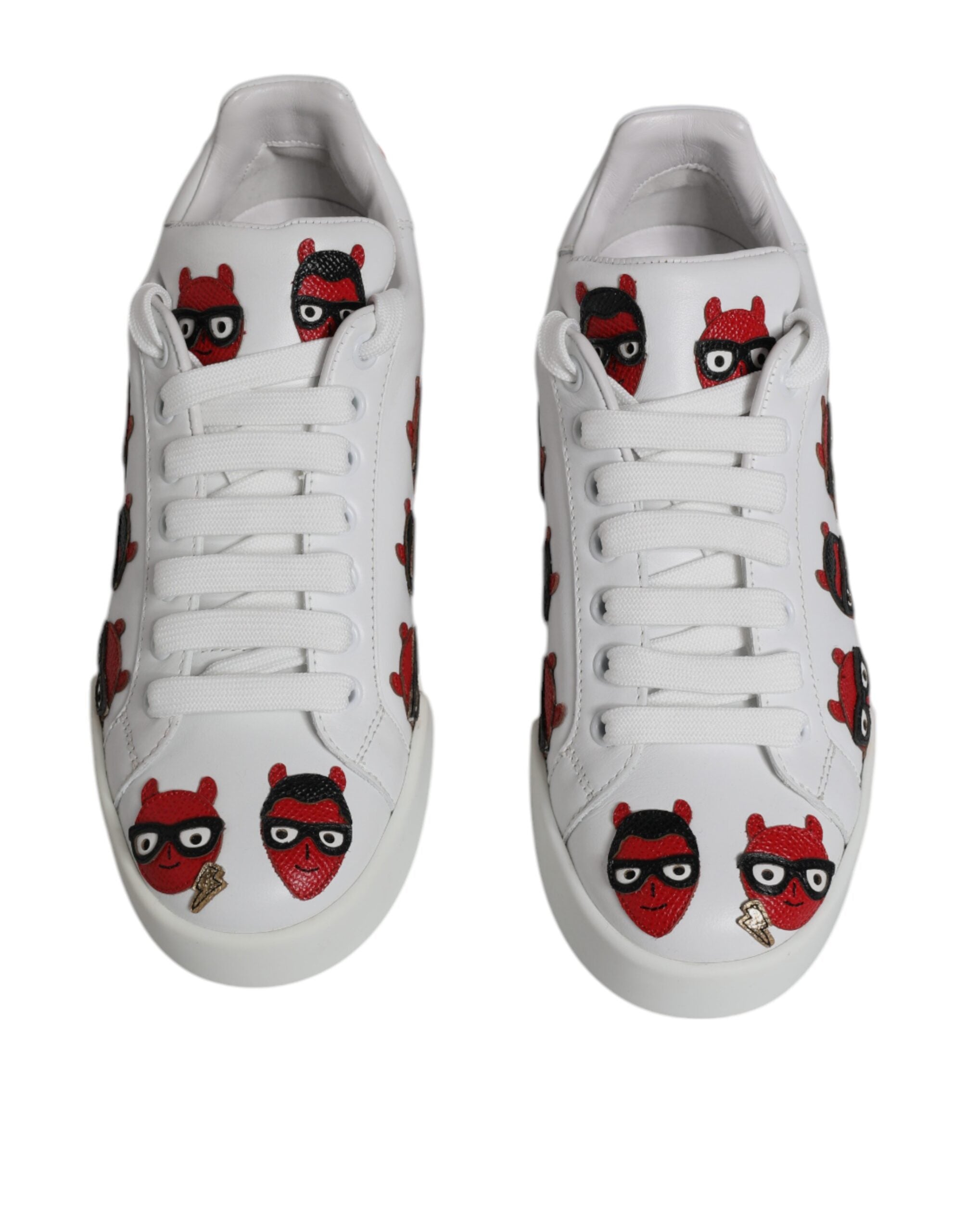 Dolce & Gabbana White Devil Face Portofino Sneakers Shoes Glam Steals