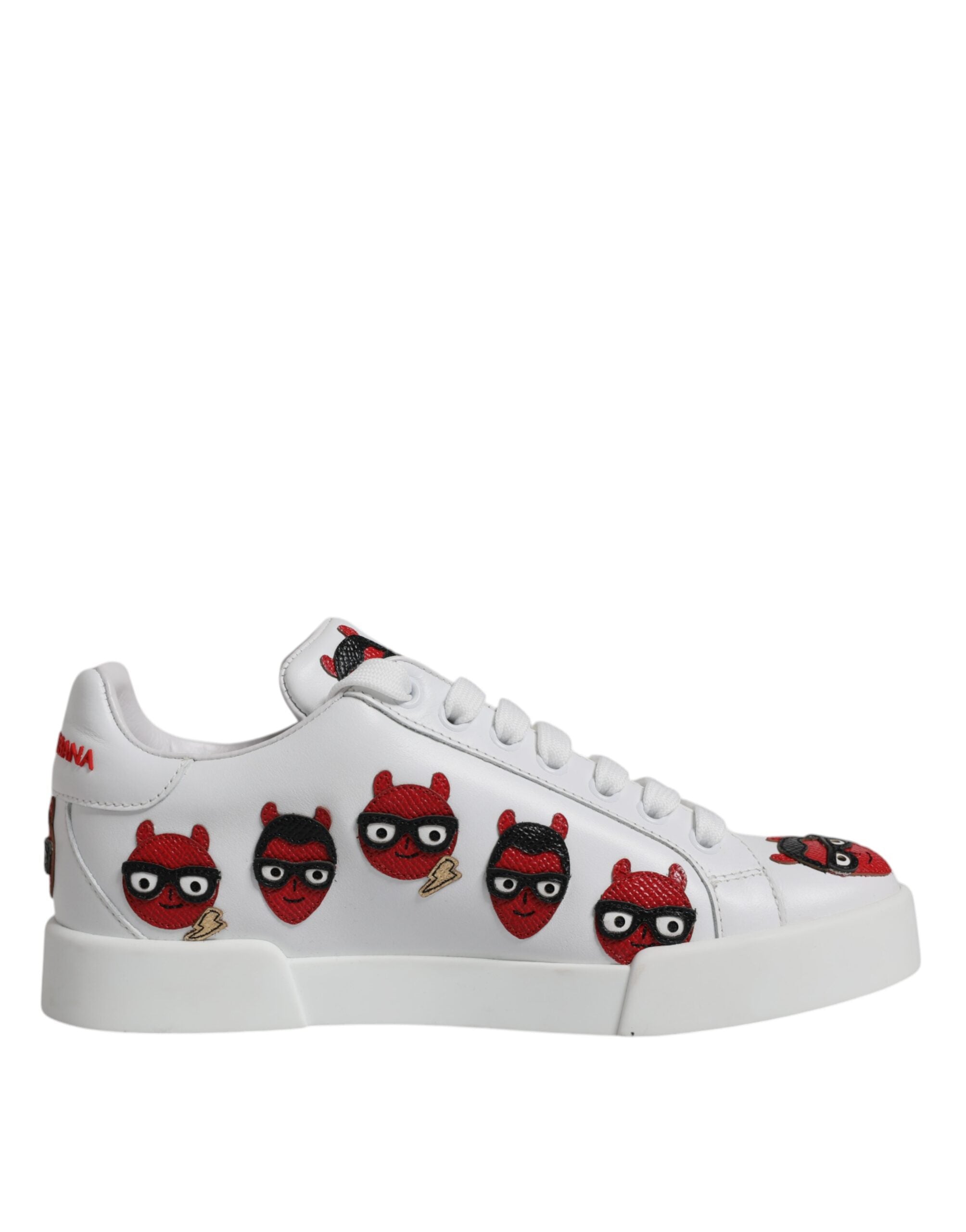 Dolce & Gabbana White Devil Face Portofino Sneakers Shoes Glam Steals