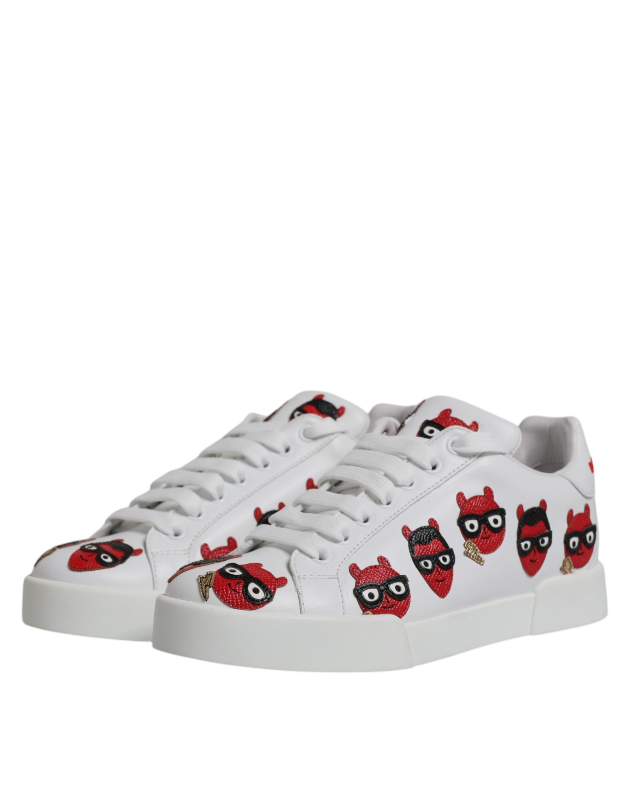 Dolce & Gabbana White Devil Face Portofino Sneakers Shoes Glam Steals