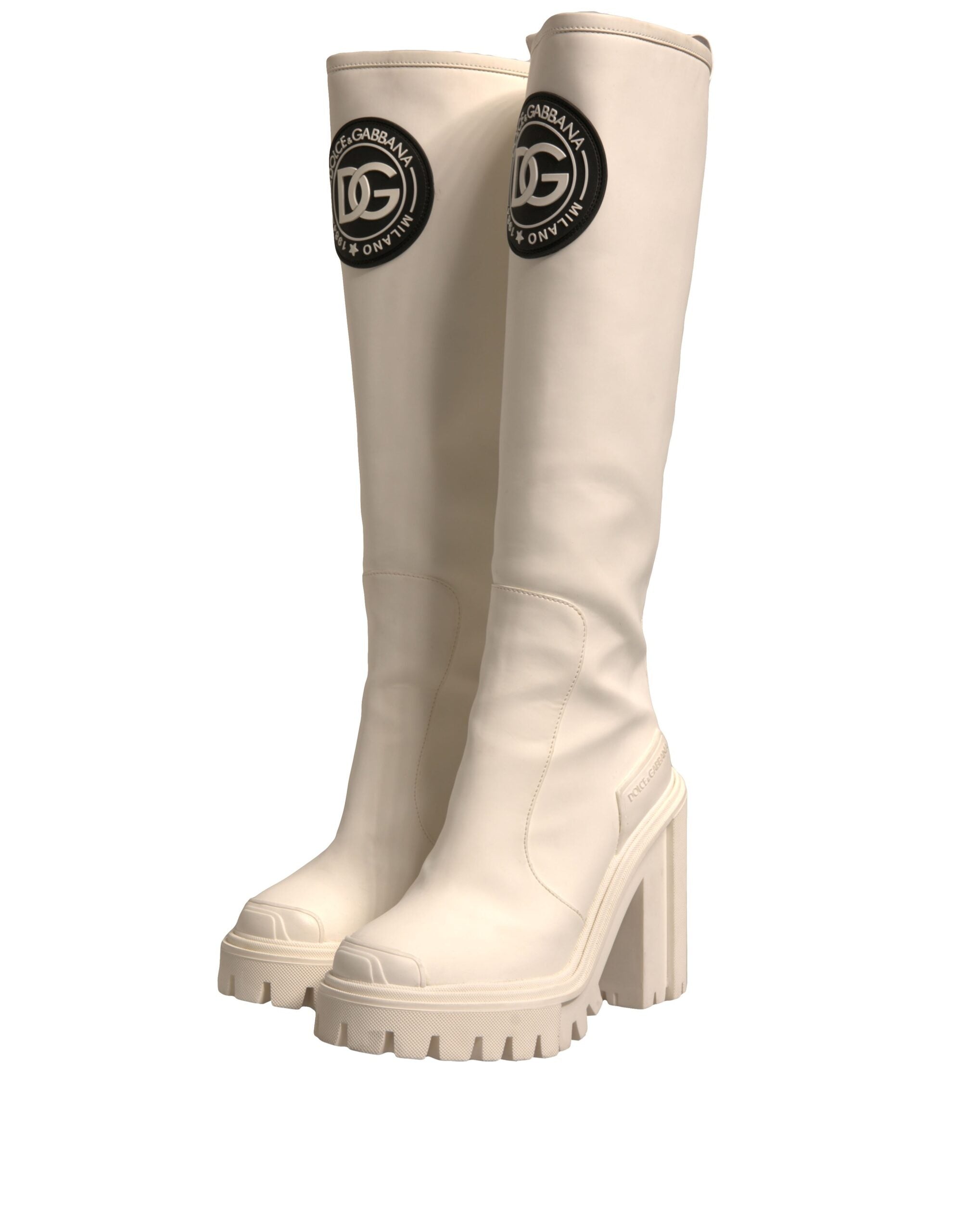 Dolce & Gabbana White Dg Logo Hi Trekking Plateau Biker Boots Shoes Glam Steals