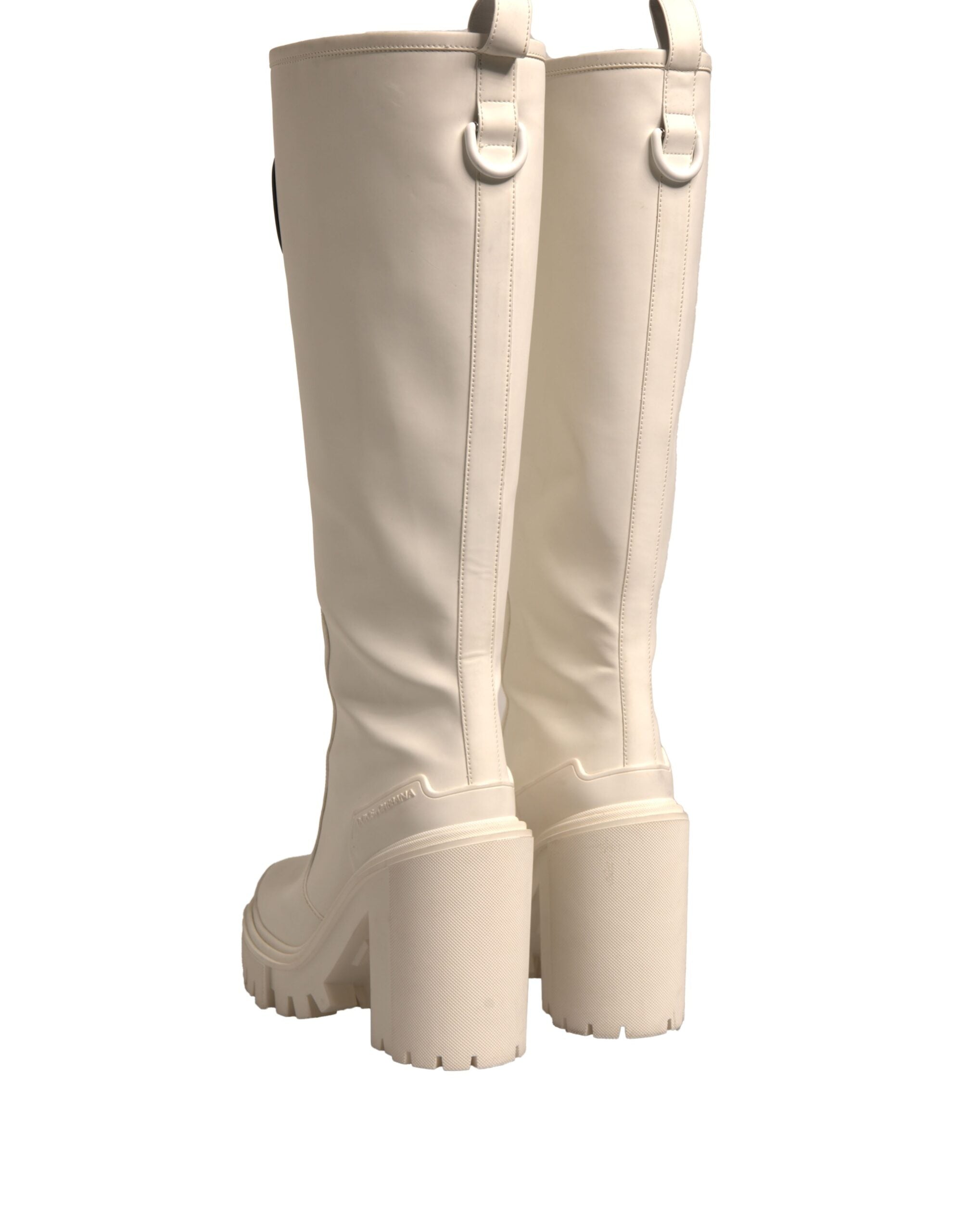 Dolce & Gabbana White Dg Logo Hi Trekking Plateau Biker Boots Shoes Glam Steals