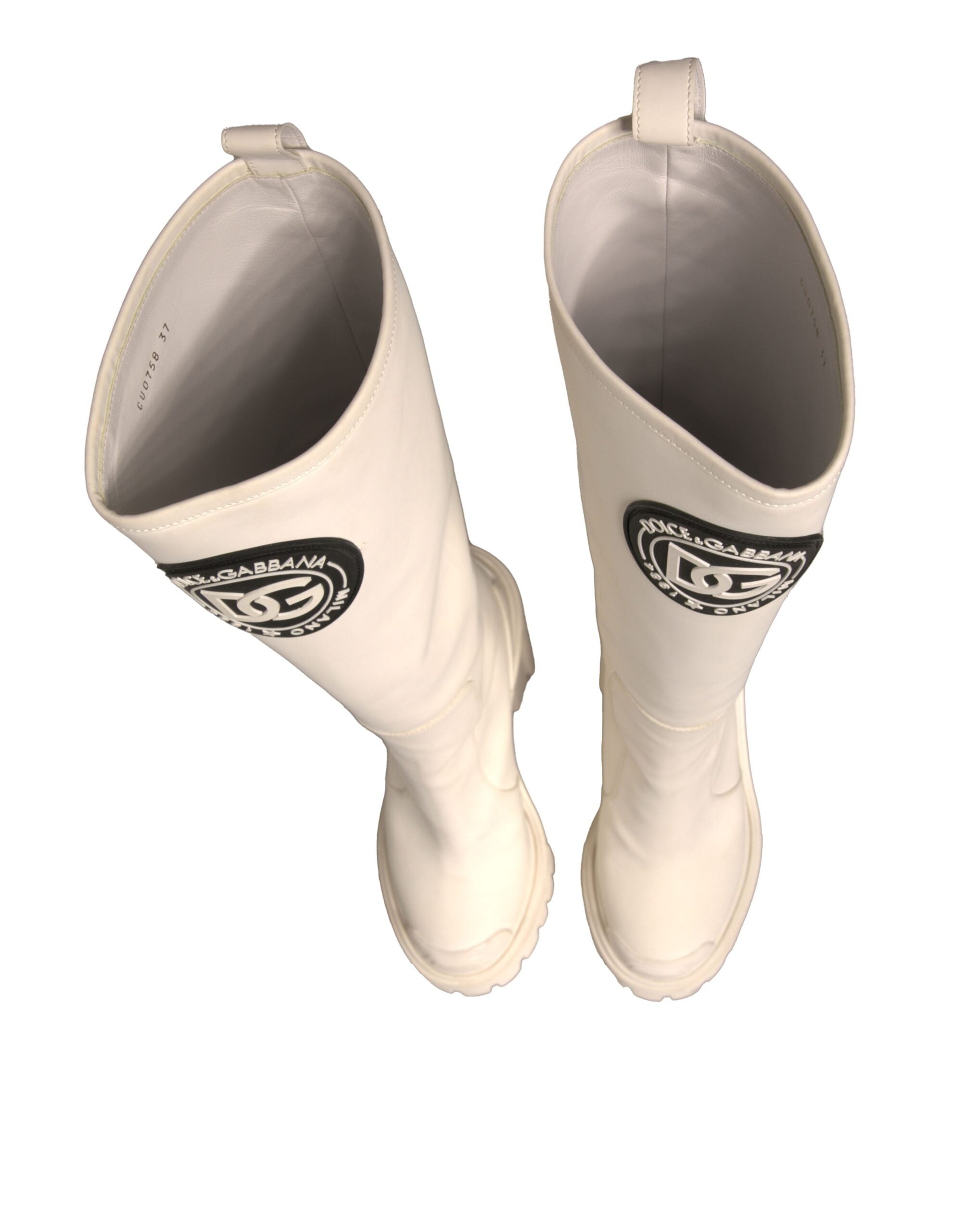 Dolce & Gabbana White Dg Logo Hi Trekking Plateau Biker Boots Shoes Glam Steals