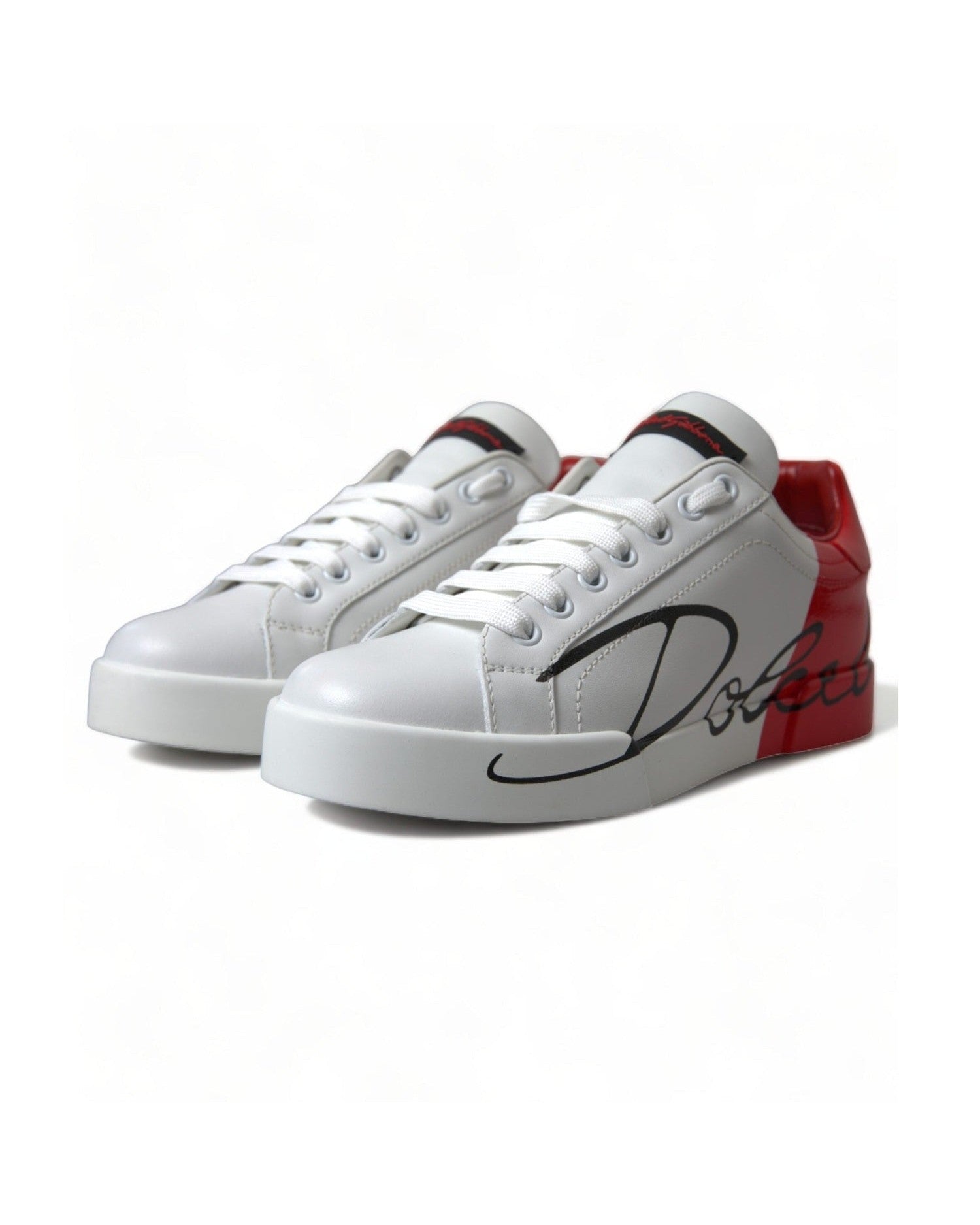 Dolce & Gabbana Elegant Leather Portofino White Sneakers Glam Steals
