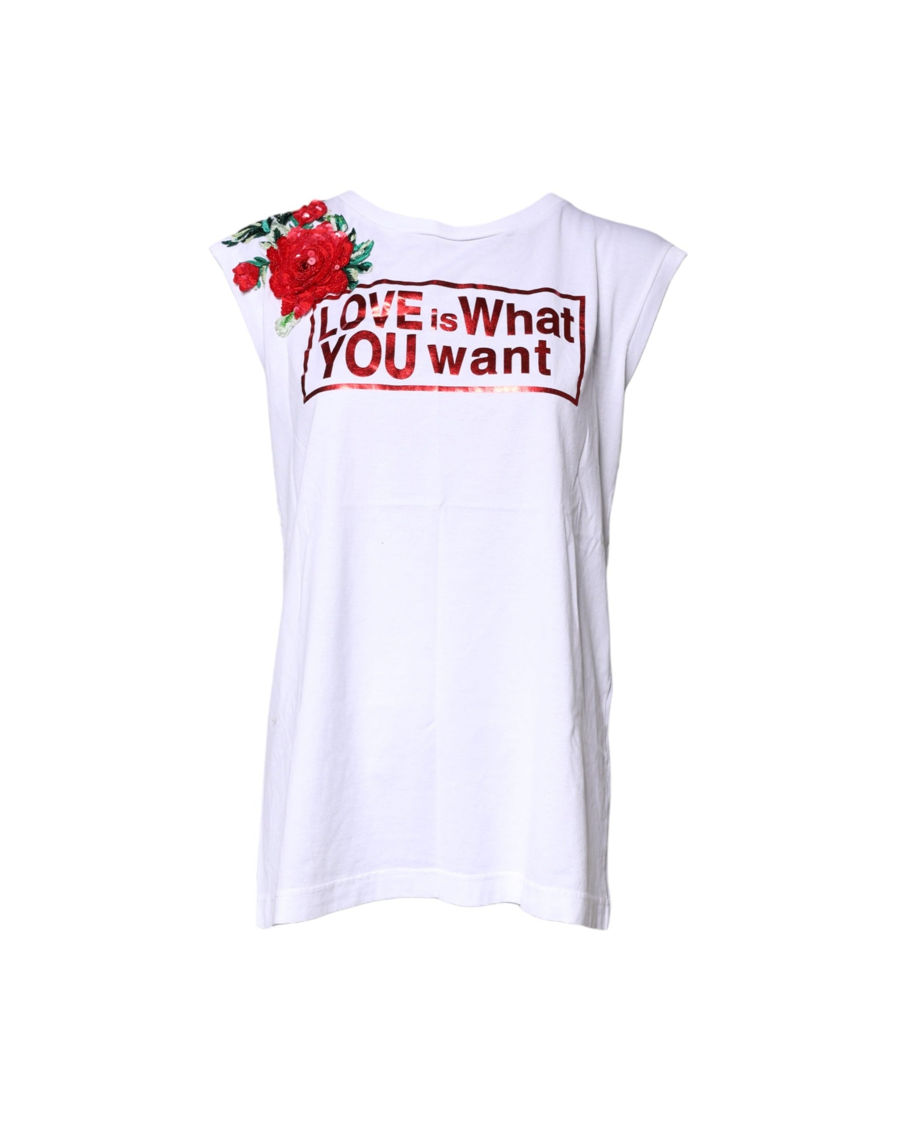 Dolce & Gabbana White Floral Graphic Print Sleeveless Tank Top Glam Steals