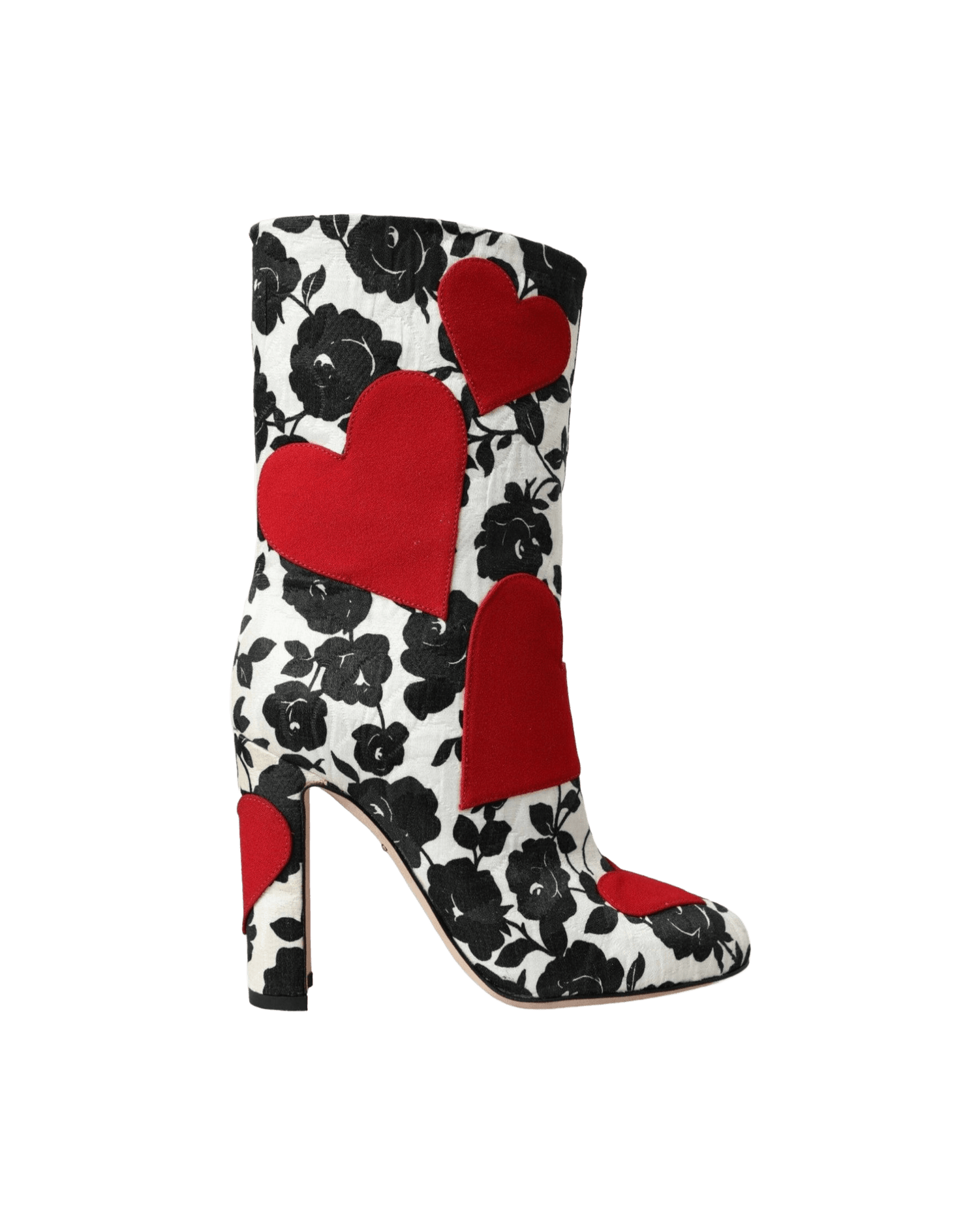 Dolce & Gabbana White Floral Hearts Leather High Boots Shoes Glam Steals