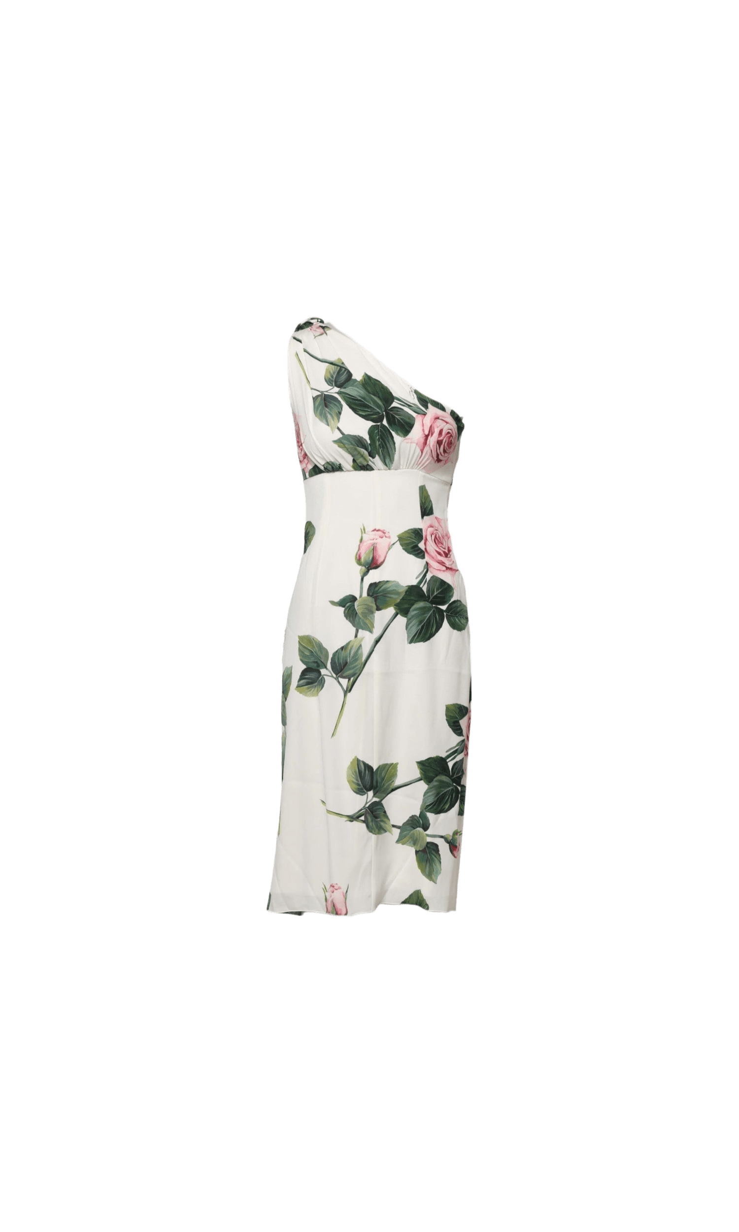 Dolce & Gabbana White Floral One Shoulder Sheath Midi Dress Glam Steals