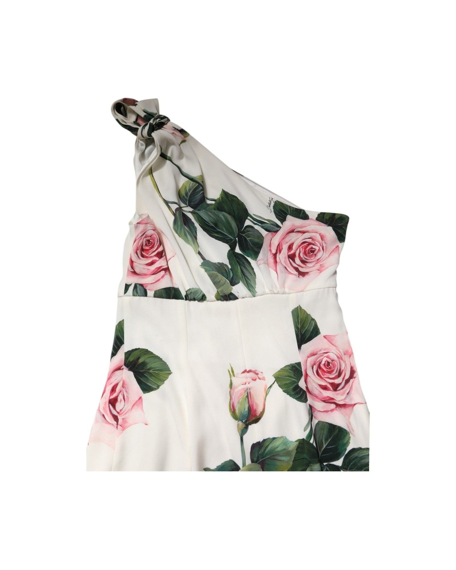 Dolce & Gabbana White Floral One Shoulder Sheath Midi Dress Glam Steals