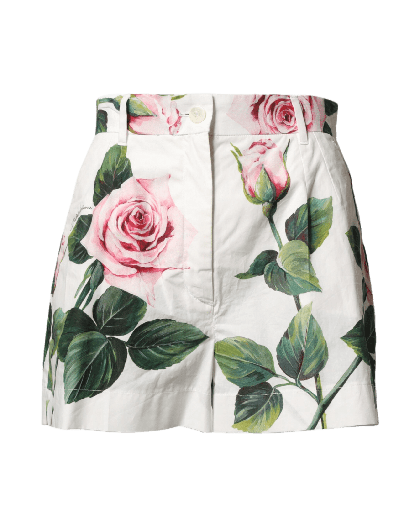 Dolce & Gabbana White Floral Print High Waist Hotpants Short Glam Steals