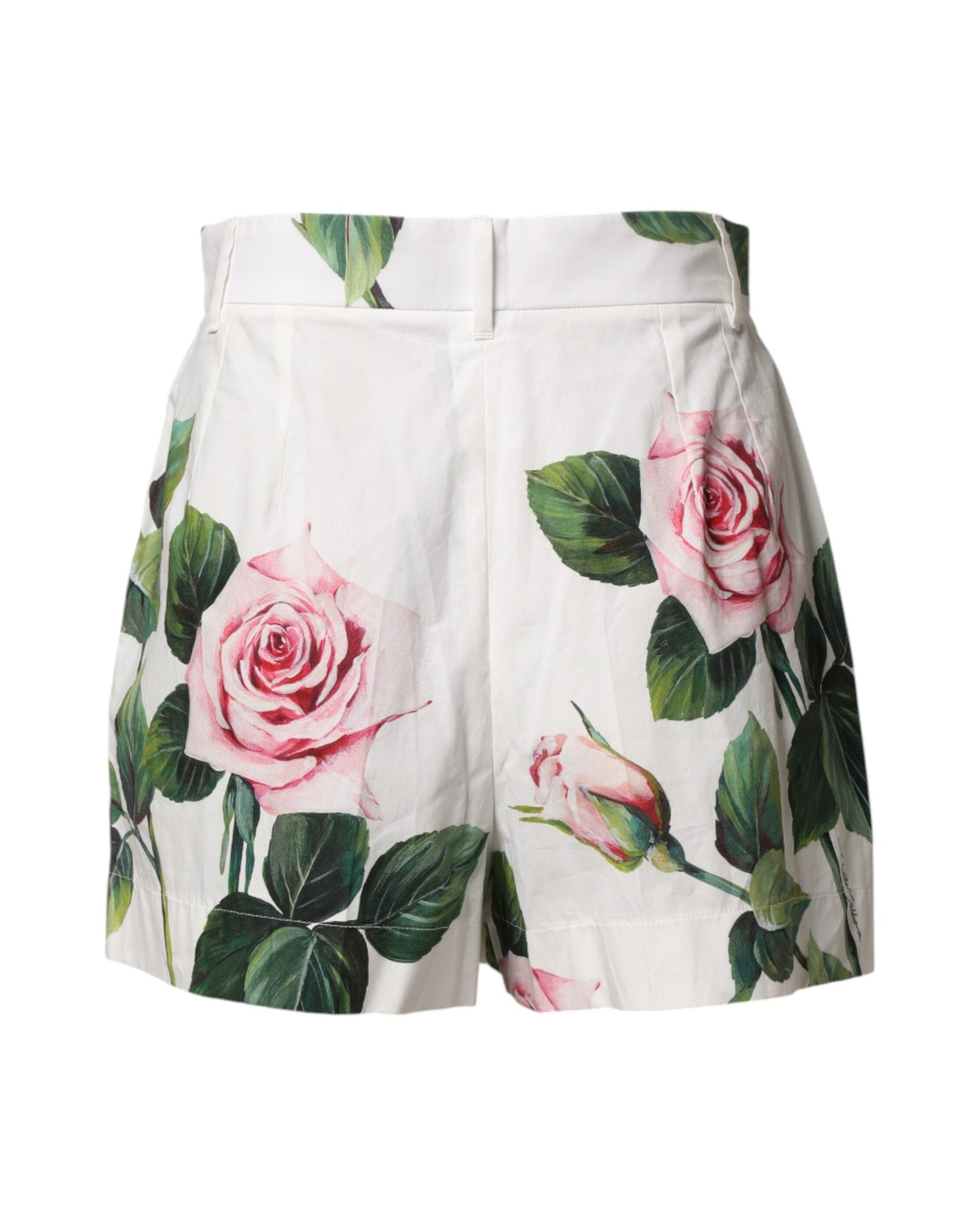 Dolce & Gabbana White Floral Print High Waist Hotpants Short Glam Steals