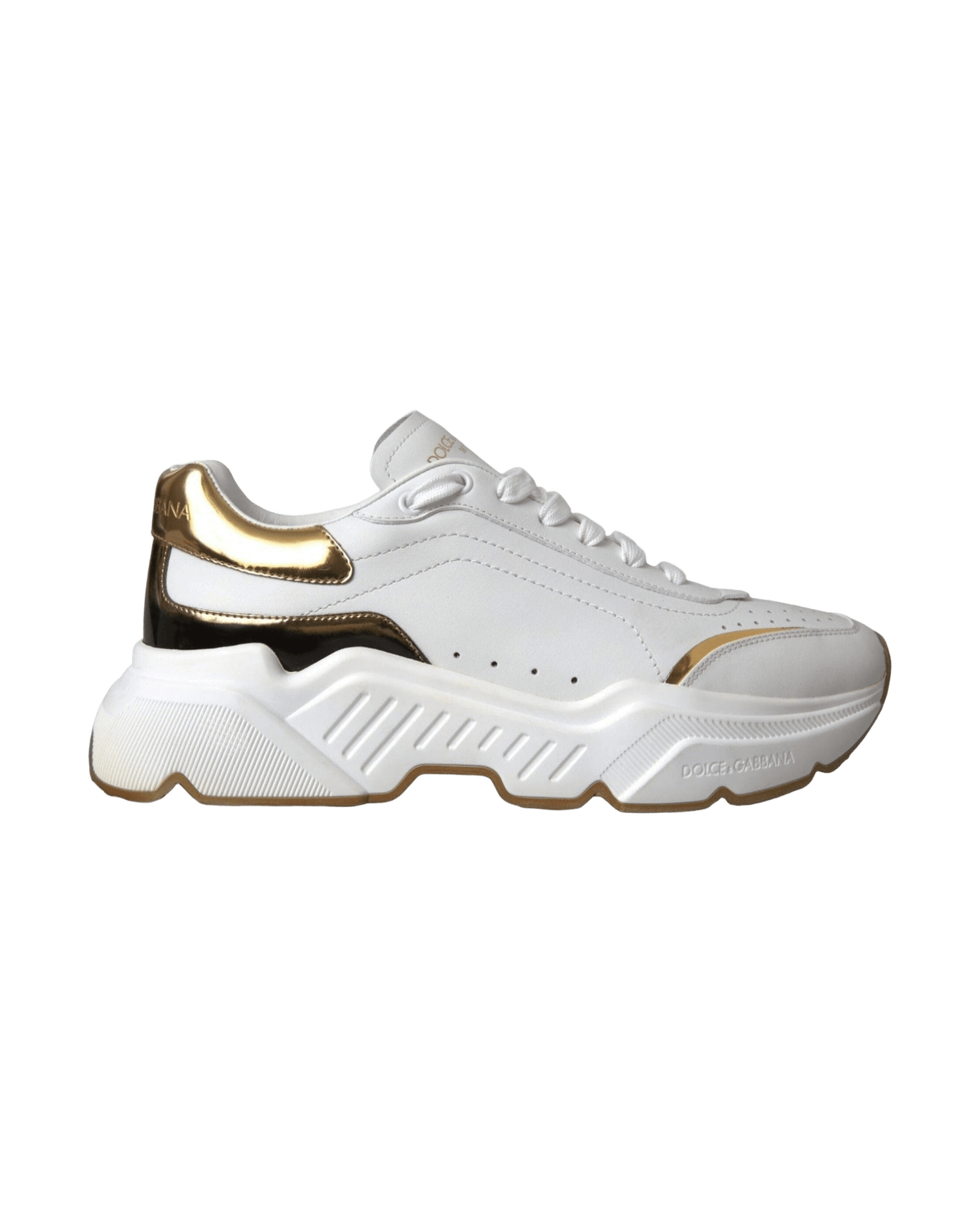 Dolce & Gabbana White Gold Daymaster Leather Sneakers Shoes Glam Steals