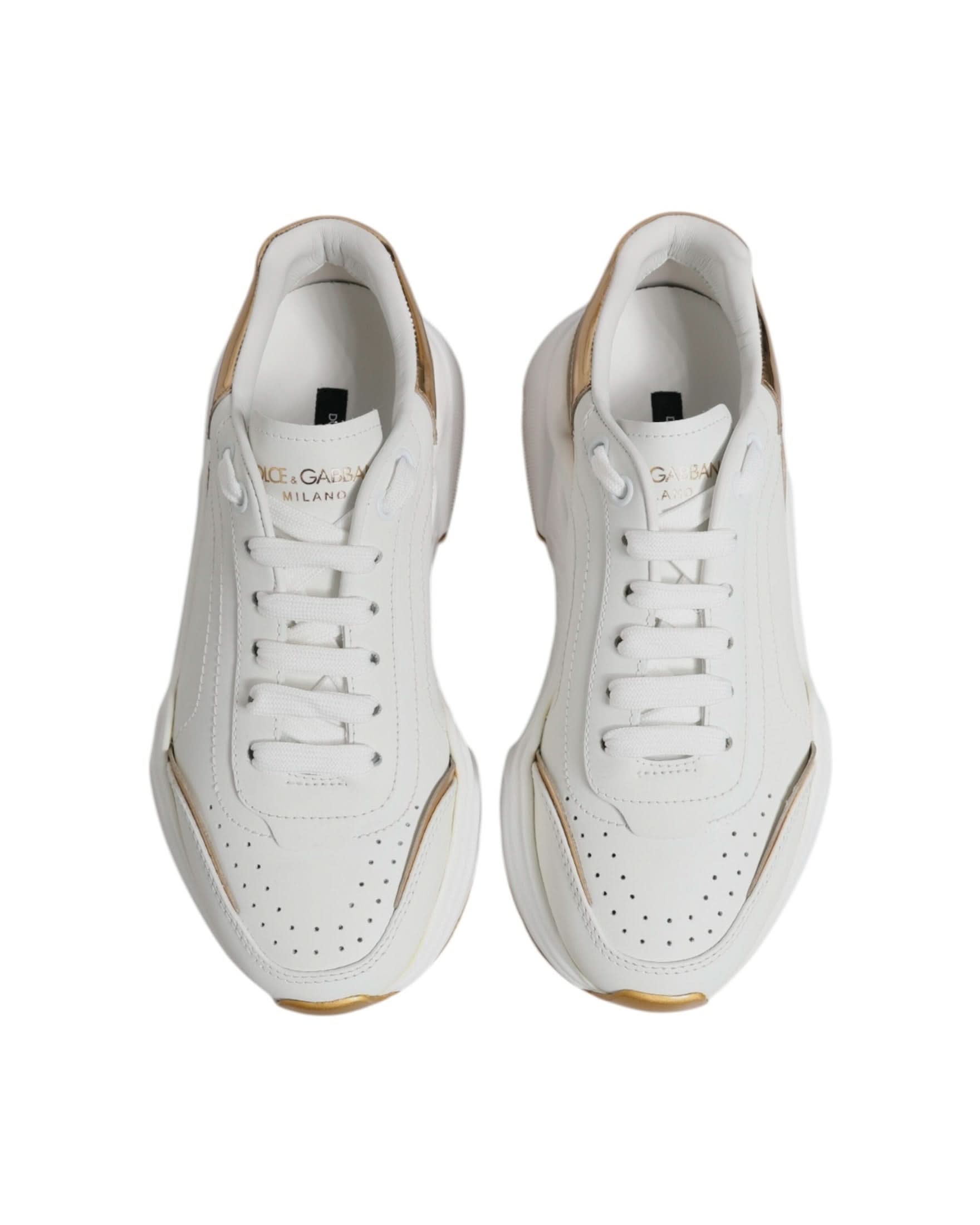 Dolce & Gabbana White Gold Daymaster Low Top Sneakers Shoes Sneakers