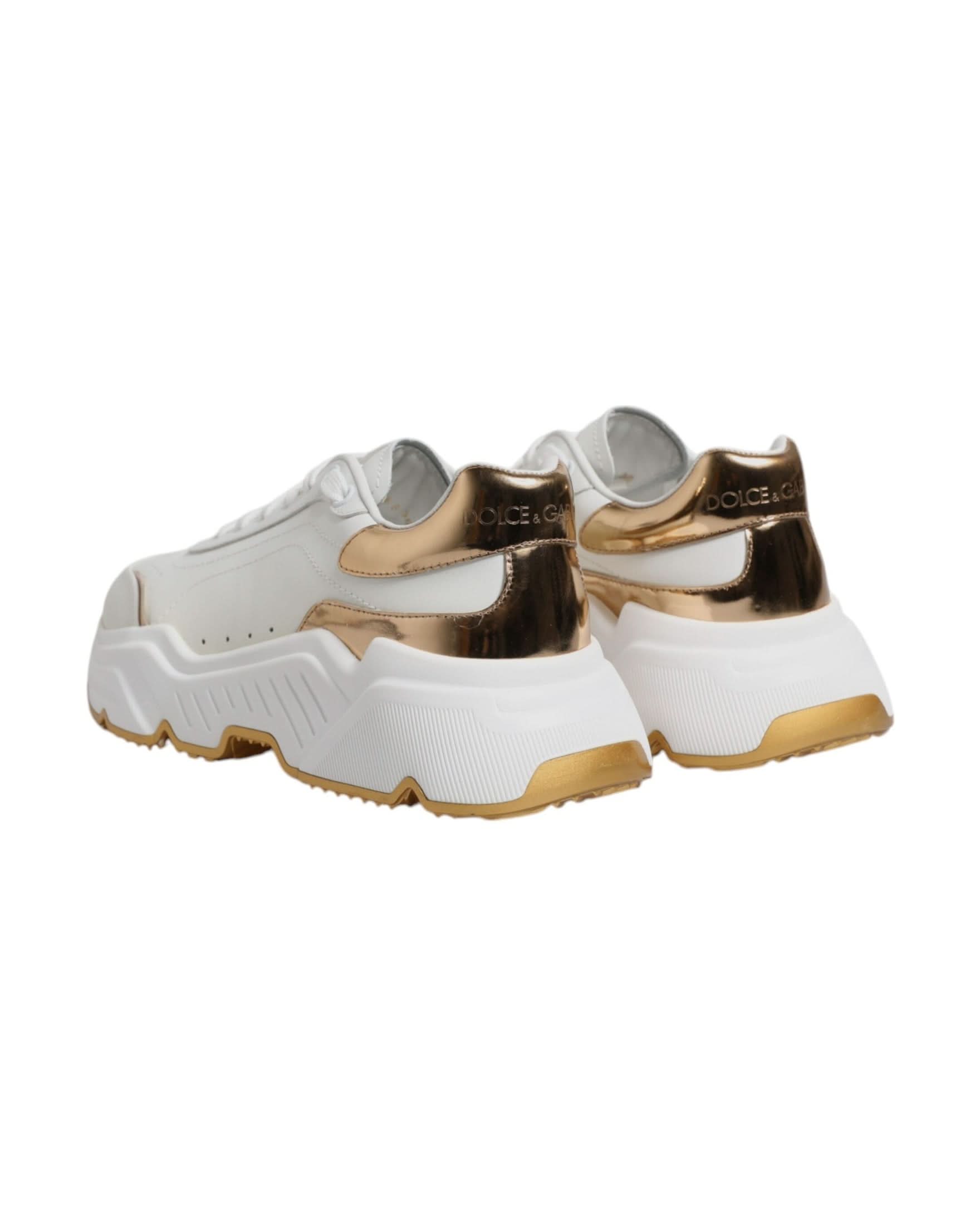 Dolce & Gabbana White Gold Daymaster Low Top Sneakers Shoes Sneakers