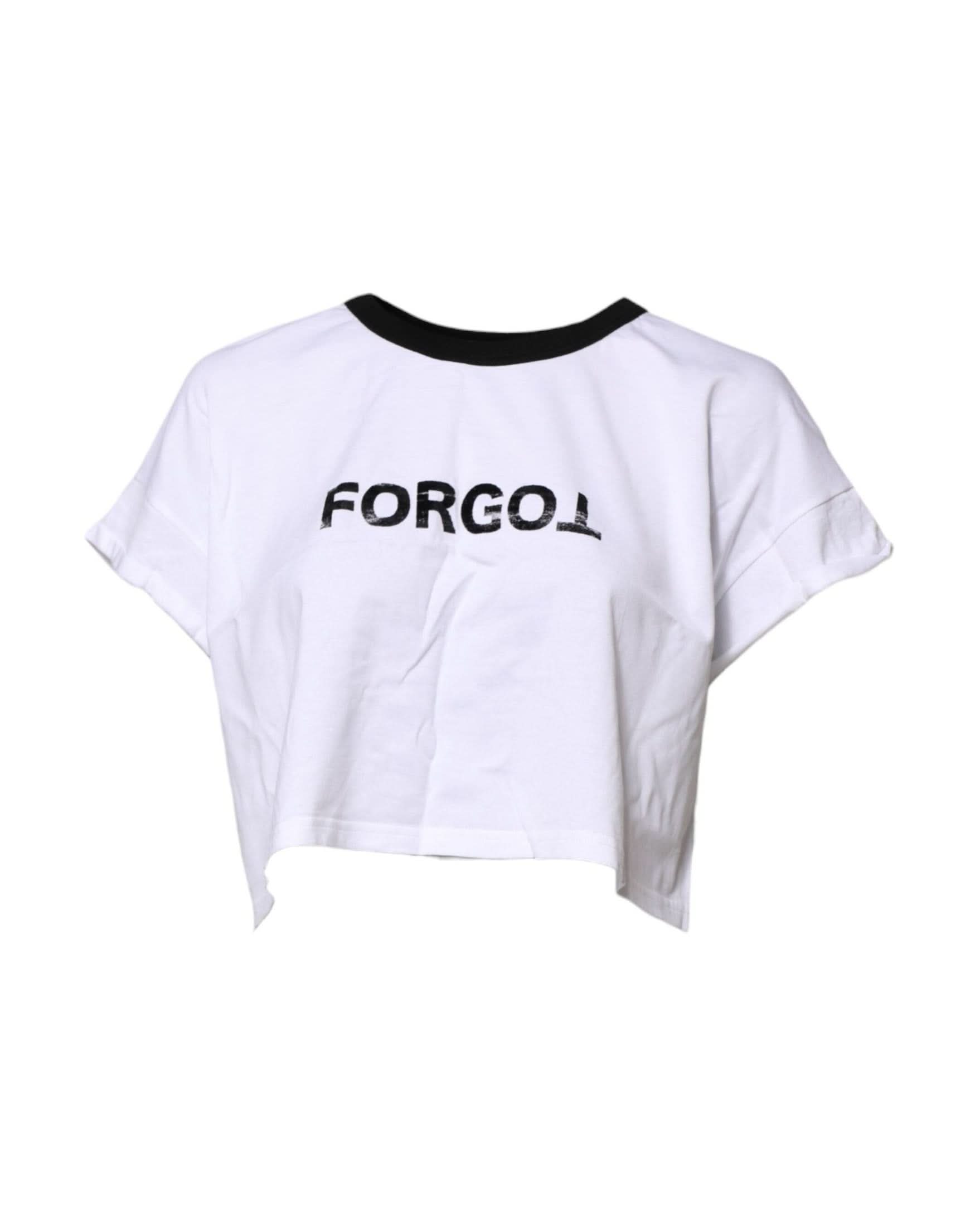 Dolce & Gabbana White Graphic Print Crew Neck Cropped T-Shirt T-Shirts