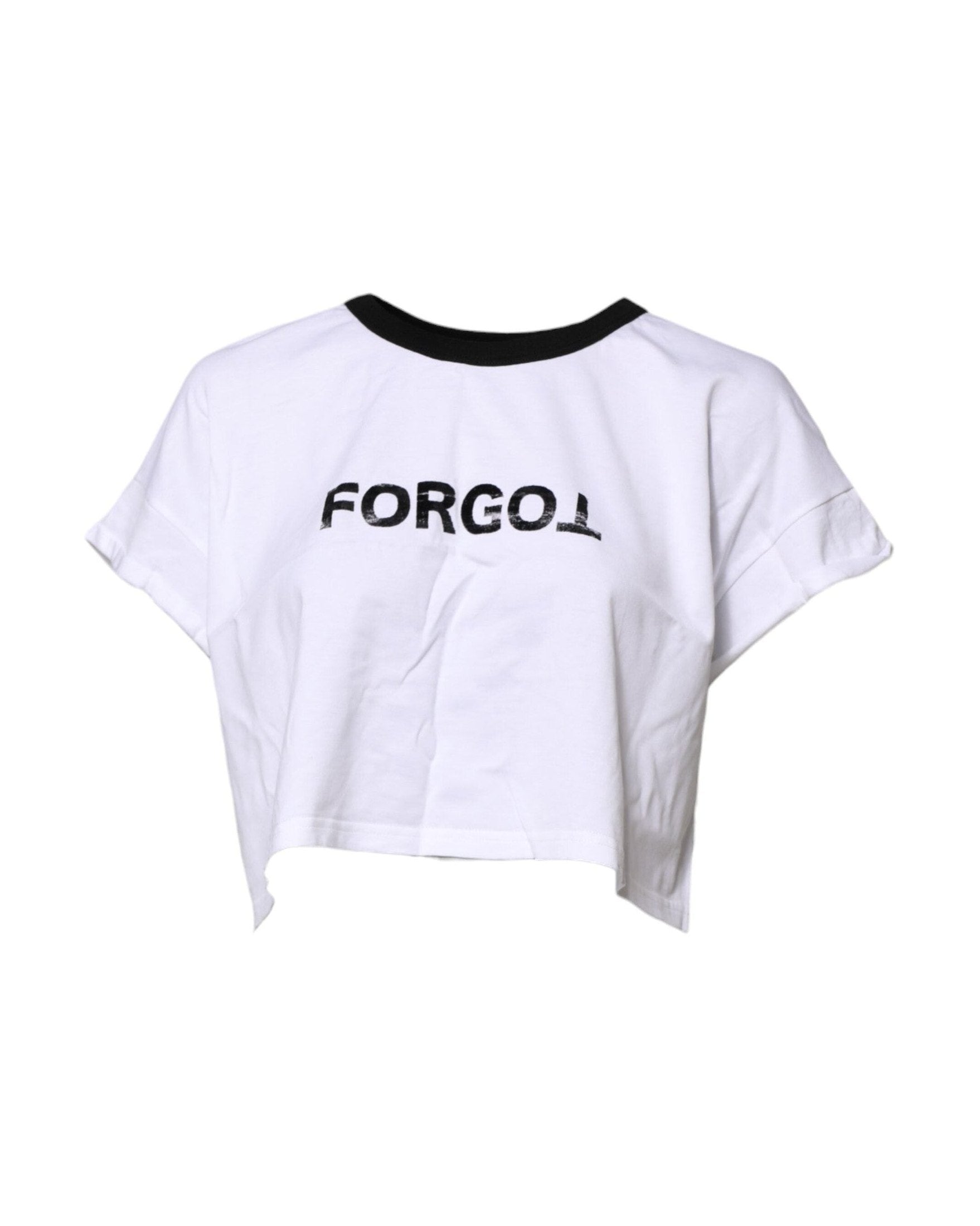 Dolce & Gabbana White Graphic Print Crew Neck Cropped T-Shirt T-Shirts