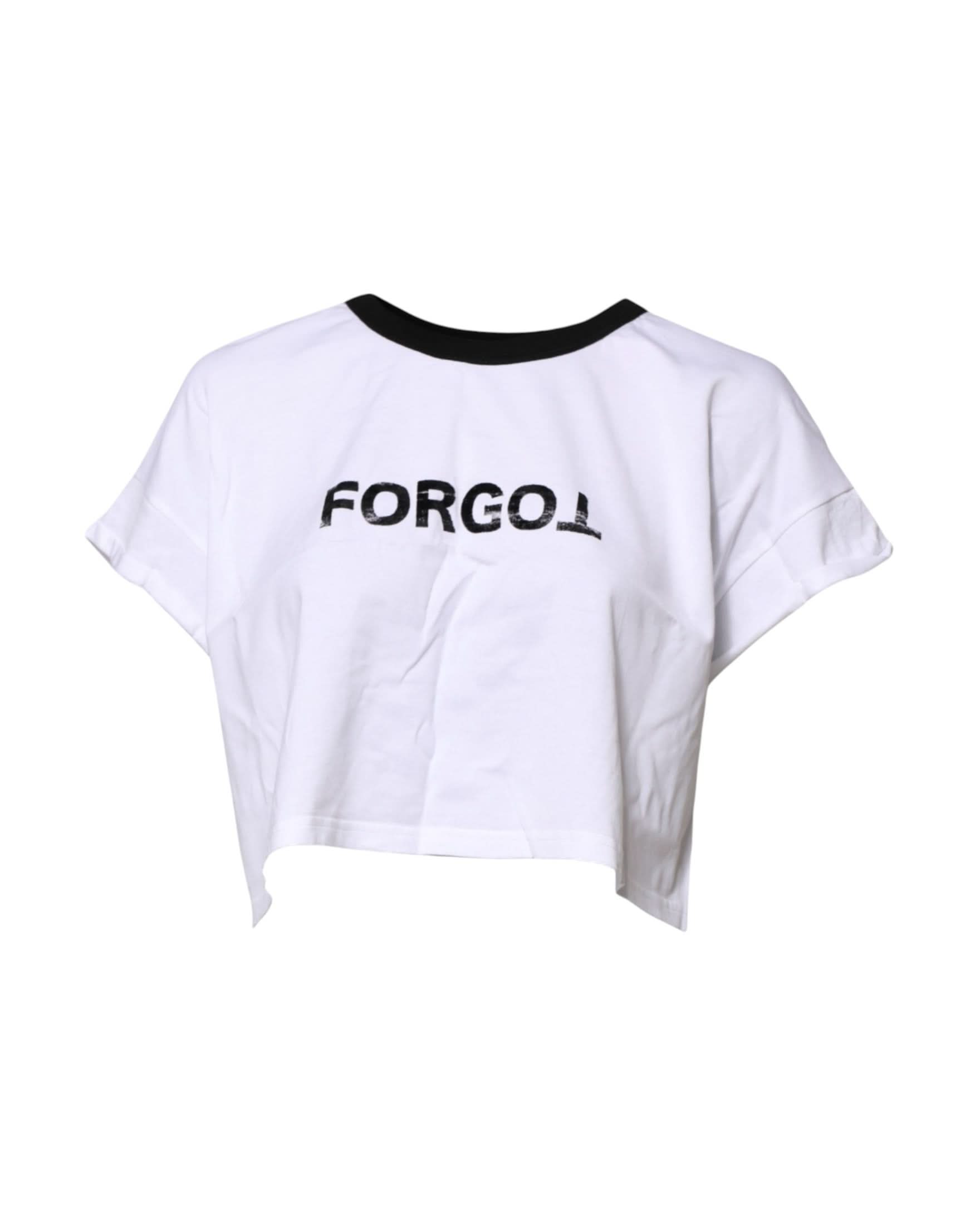 Dolce & Gabbana White Graphic Print Crew Neck Cropped T-Shirt T-Shirts