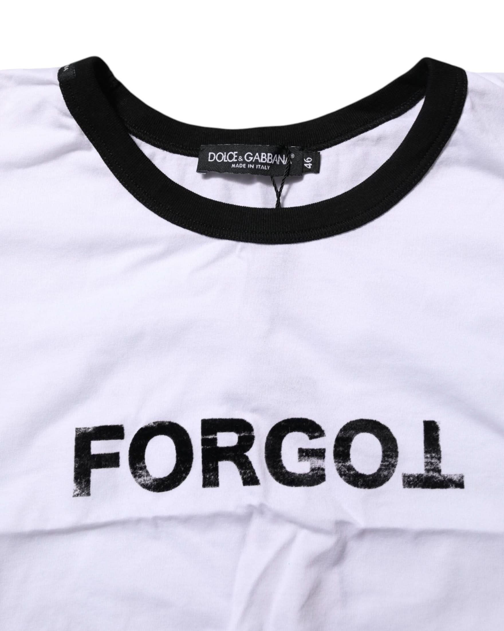 Dolce & Gabbana White Graphic Print Crew Neck Cropped T-Shirt T-Shirts