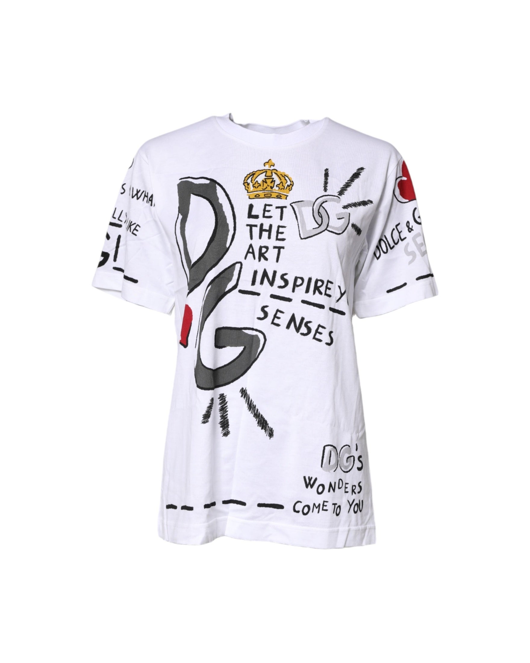 Dolce & Gabbana White Jersey Short Sleeved Printed T-shirt Glam Steals