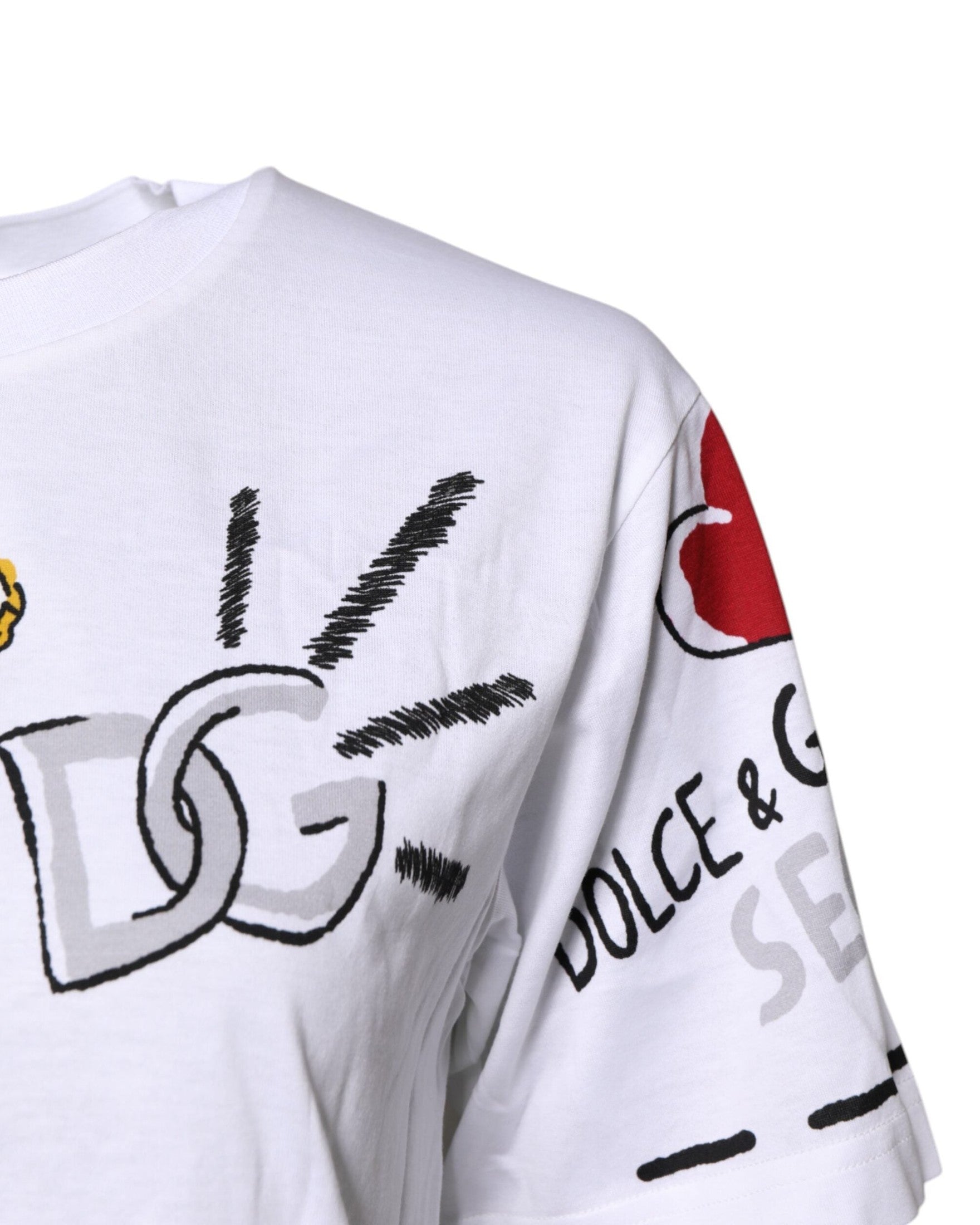 Dolce & Gabbana White Jersey Short Sleeved Printed T-shirt Glam Steals