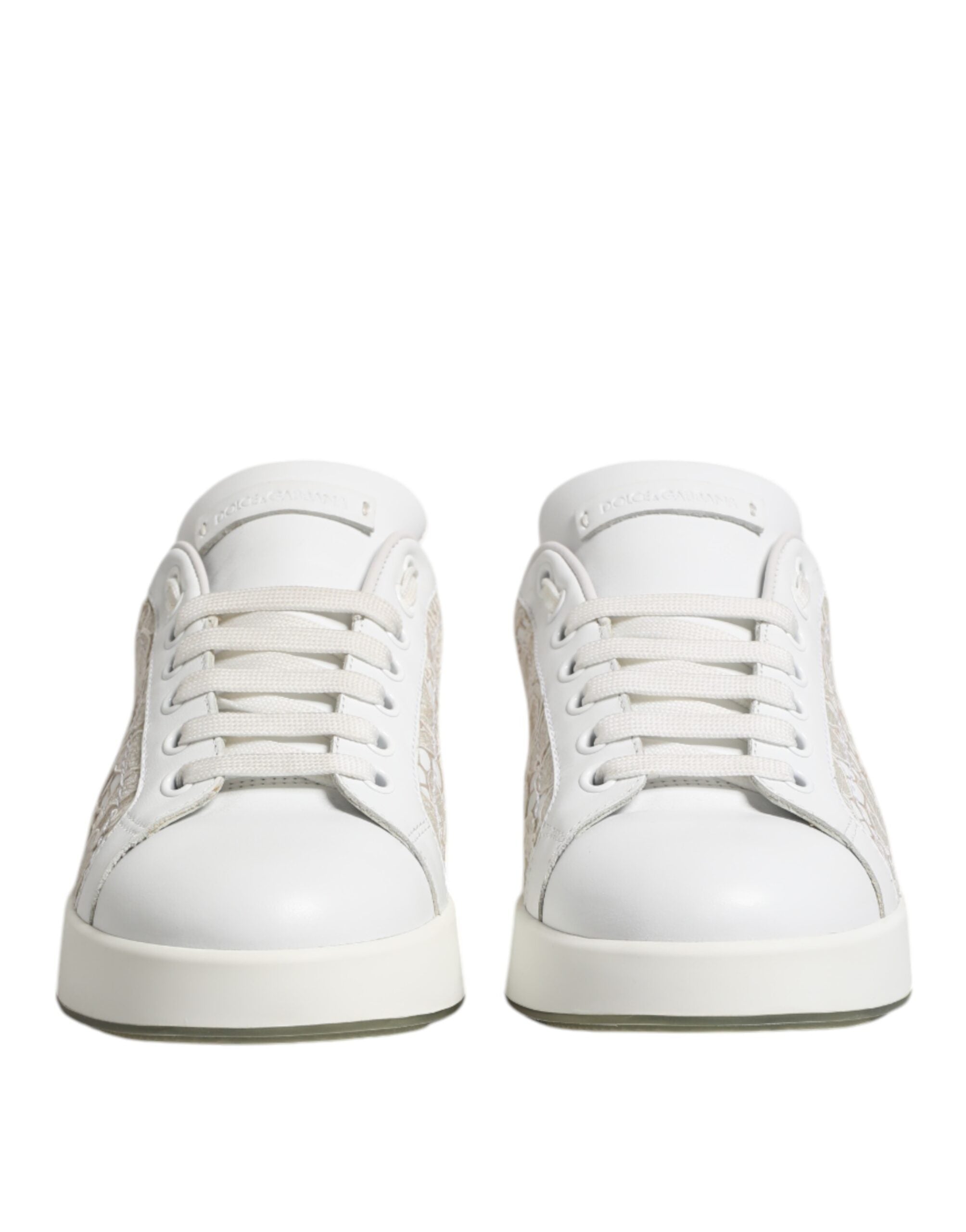 Dolce & Gabbana White Lace Leather Low Top Sneaker Shoes Glam Steals