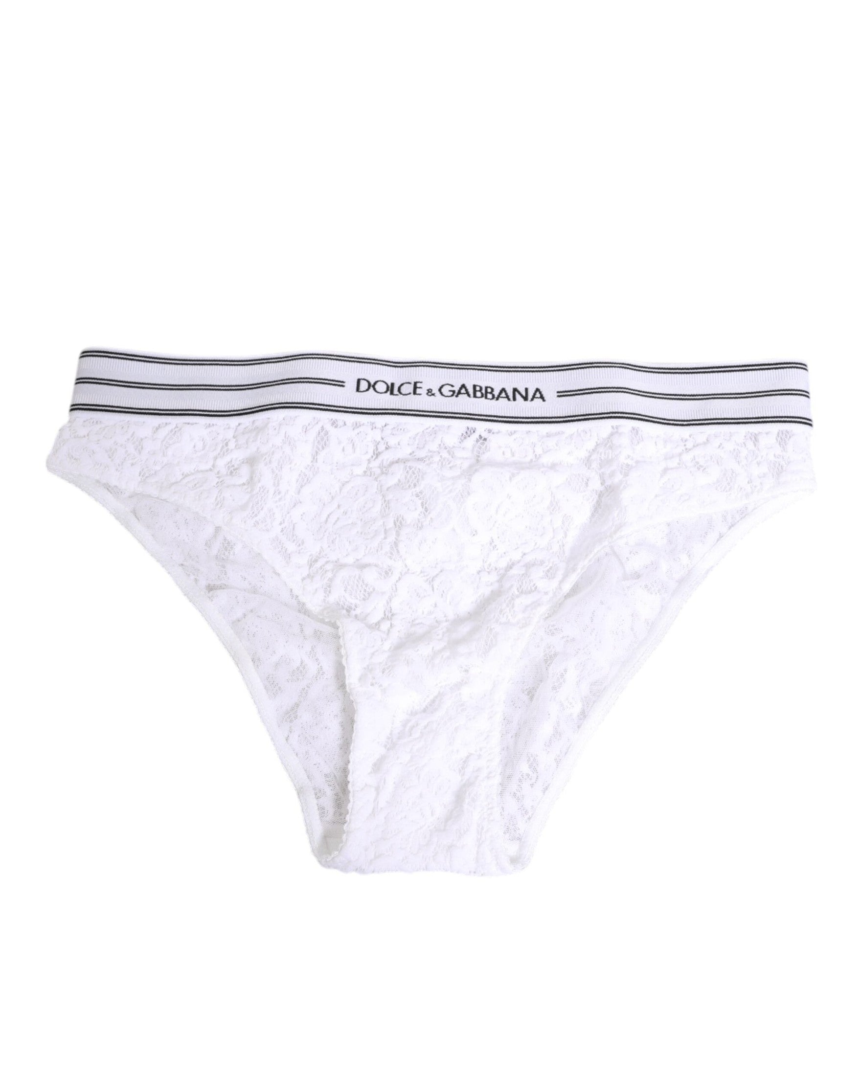 Dolce & Gabbana White Lace Slip Brief Logo Waistband Underwear Glam Steals