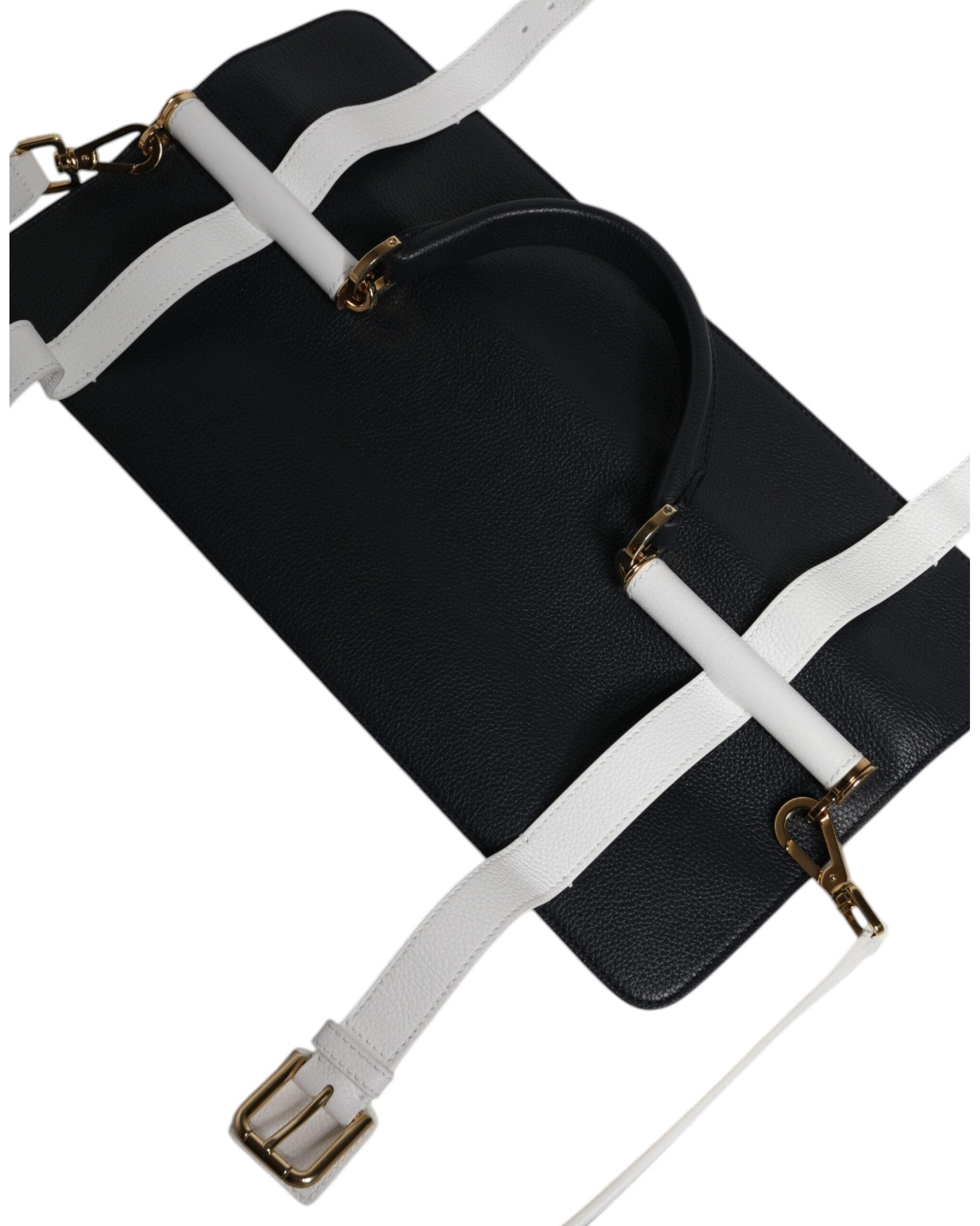 Dolce & Gabbana White Leather Blue Calfskin Crossbody Shoulder Bag Glam Steals
