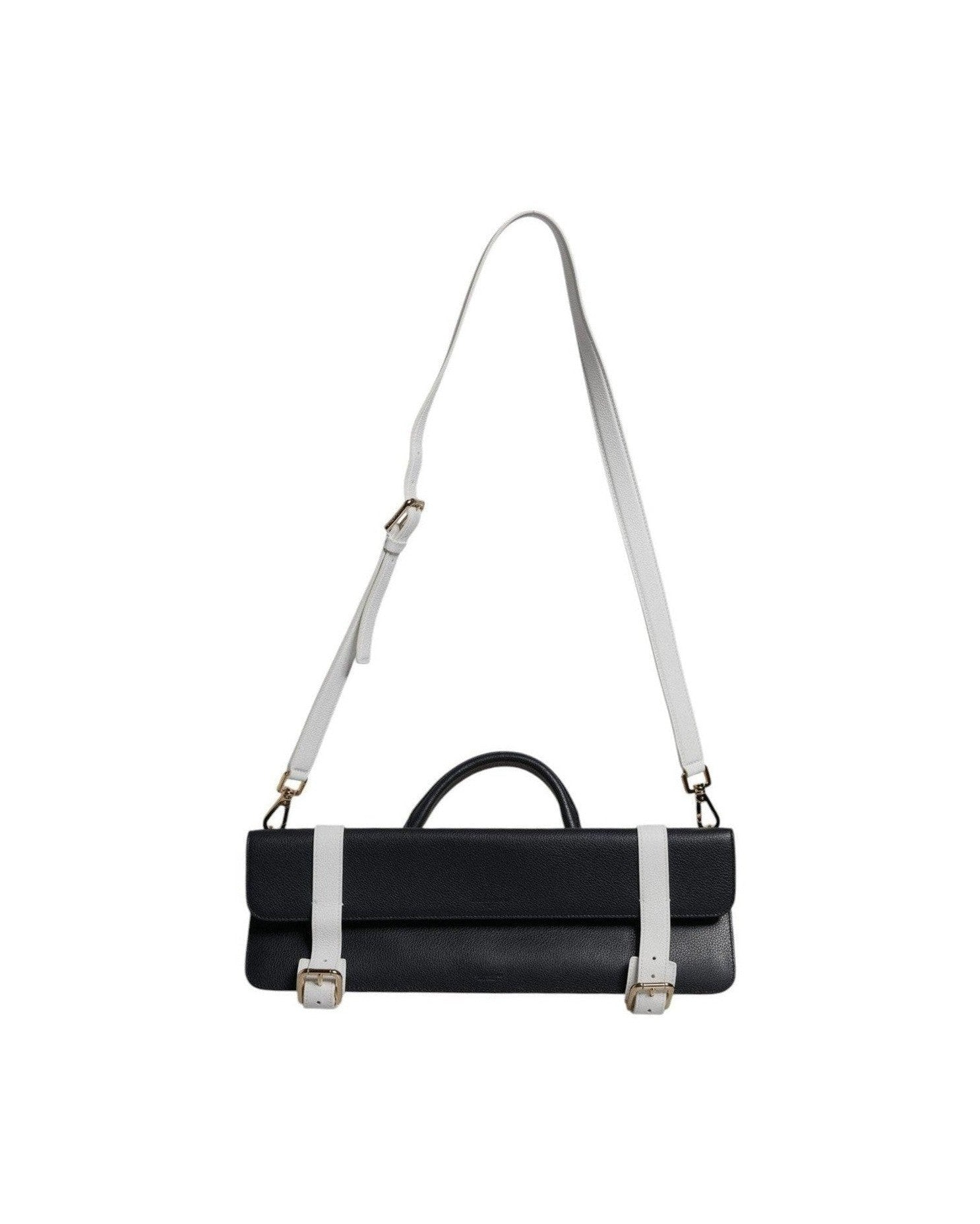Dolce & Gabbana White Leather Blue Calfskin Crossbody Shoulder Bag Glam Steals
