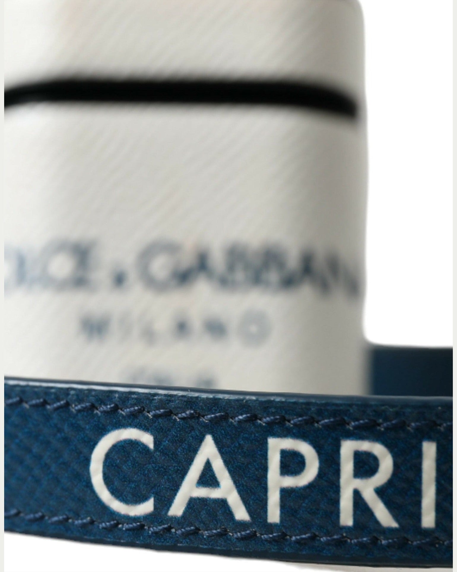 Dolce & Gabbana White Leather Chic Airpods Case In Blue Glam Steals