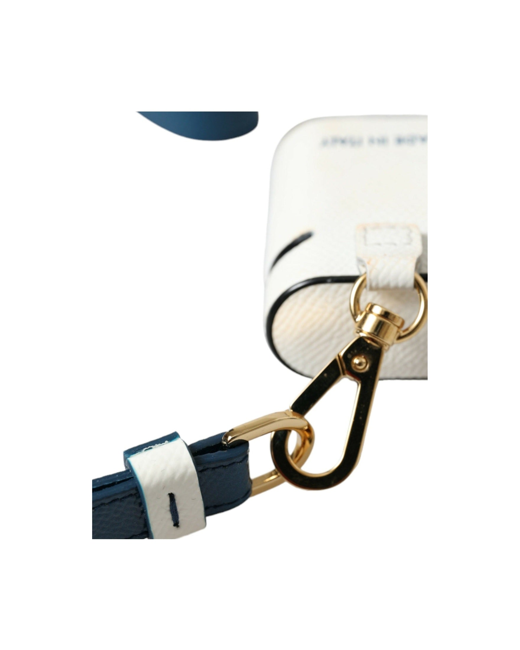 Dolce & Gabbana White Leather Chic Airpods Case In Blue Glam Steals