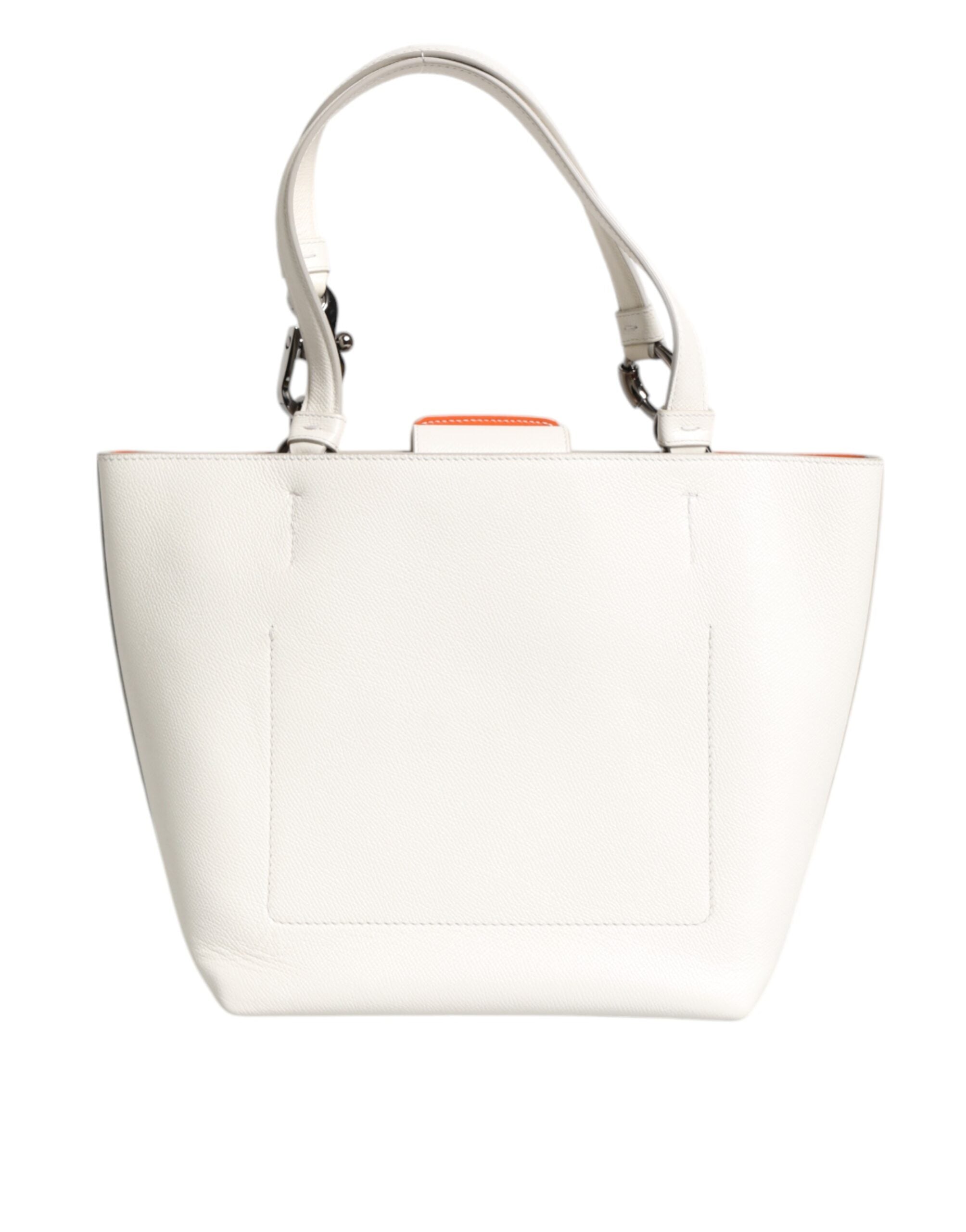 Dolce & Gabbana White Leather #Dg Beatrice Top Handle Tote Bag Glam Steals