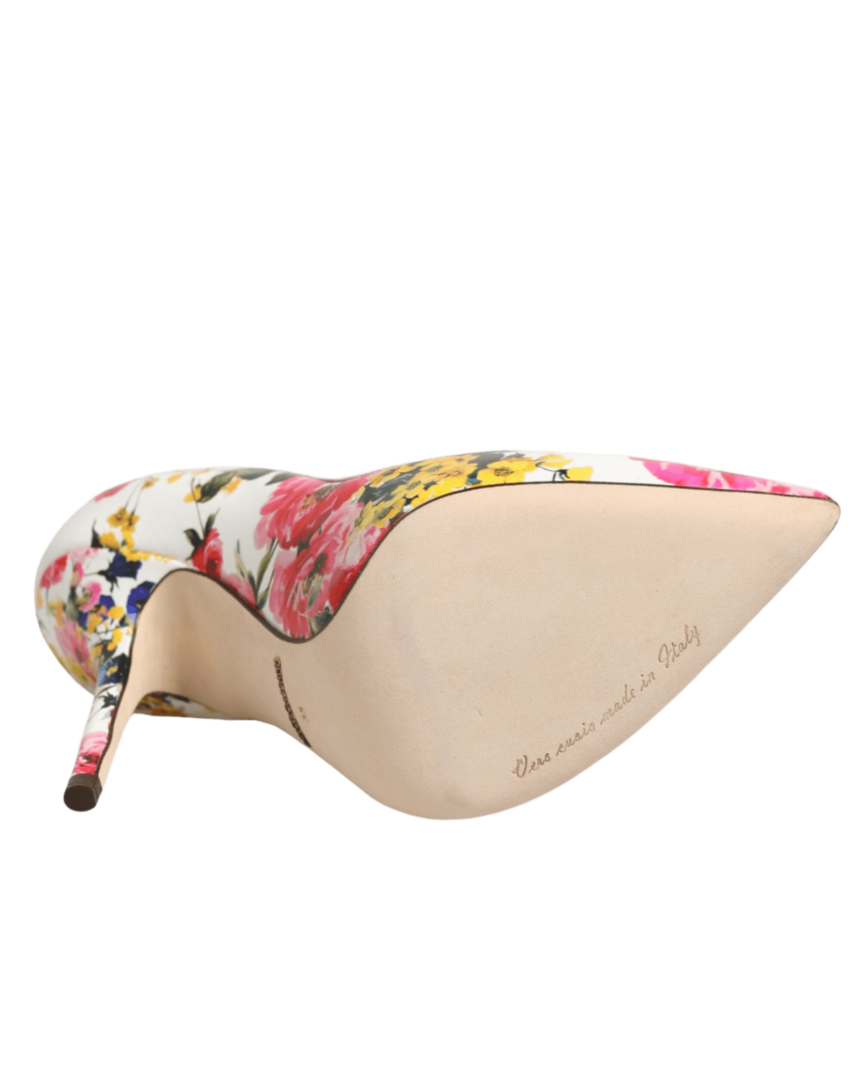 Dolce & Gabbana White Leather Floral High Heels Pumps Shoes Glam Steals