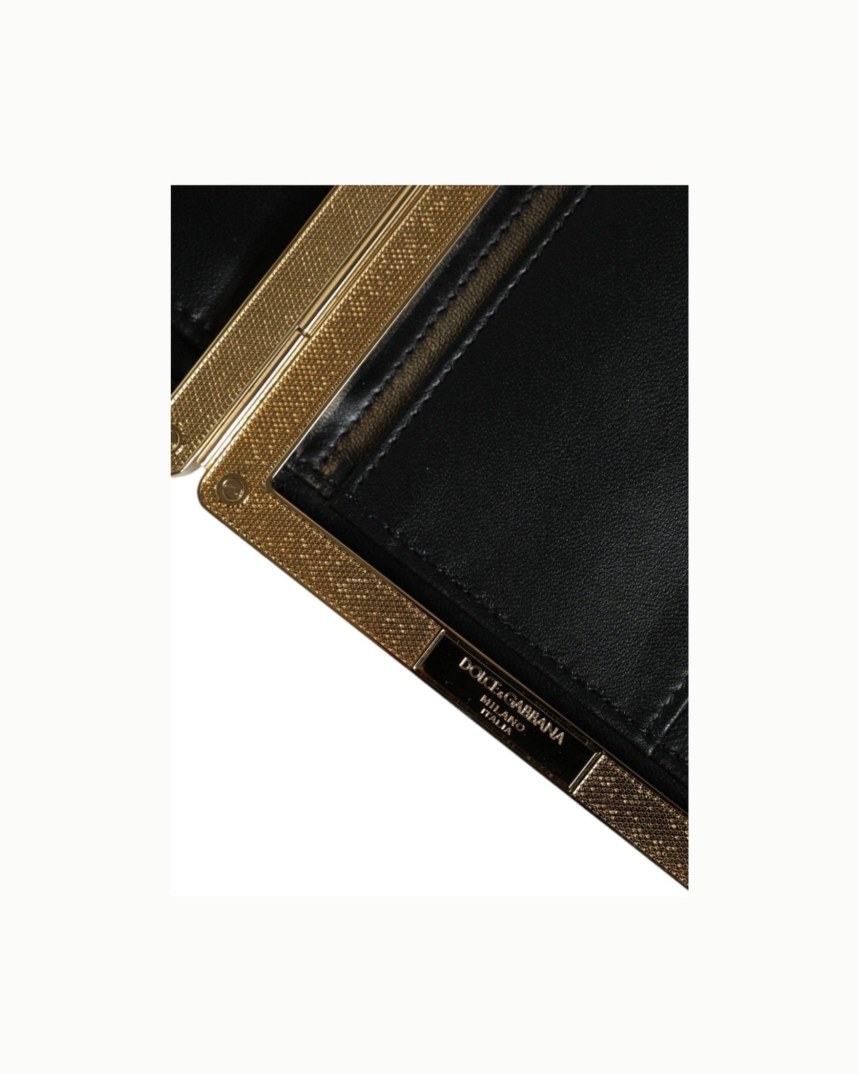 Dolce & Gabbana Leather Frame Clutch Evening Party Purse White Gold Bag Glam Steals