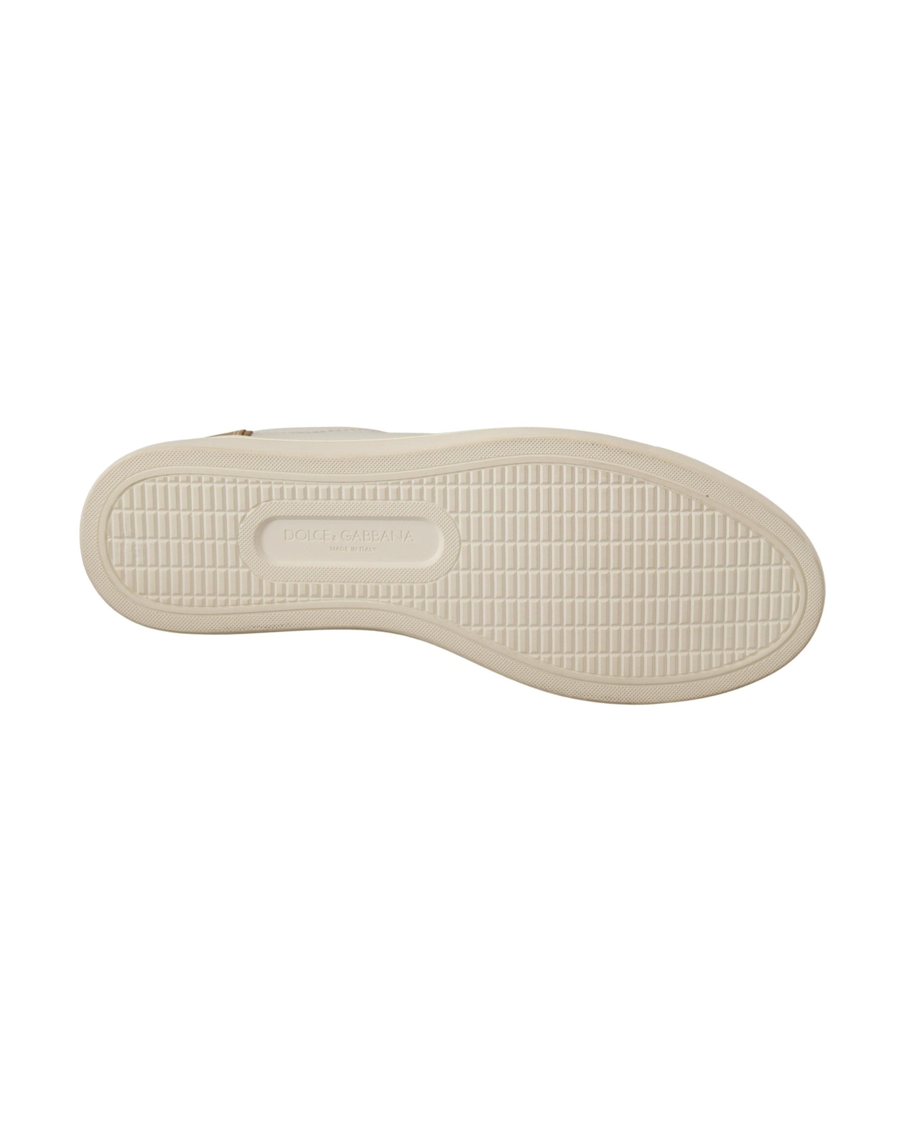 Dolce & Gabbana White Leather Gold Low Top Sneakers Glam Steals