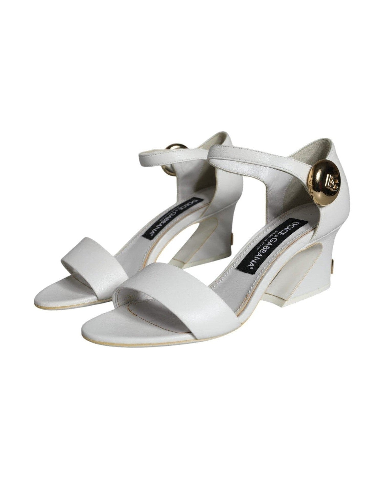 Dolce & Gabbana White Leather Heels Keira Sandals Shoes Glam Steals