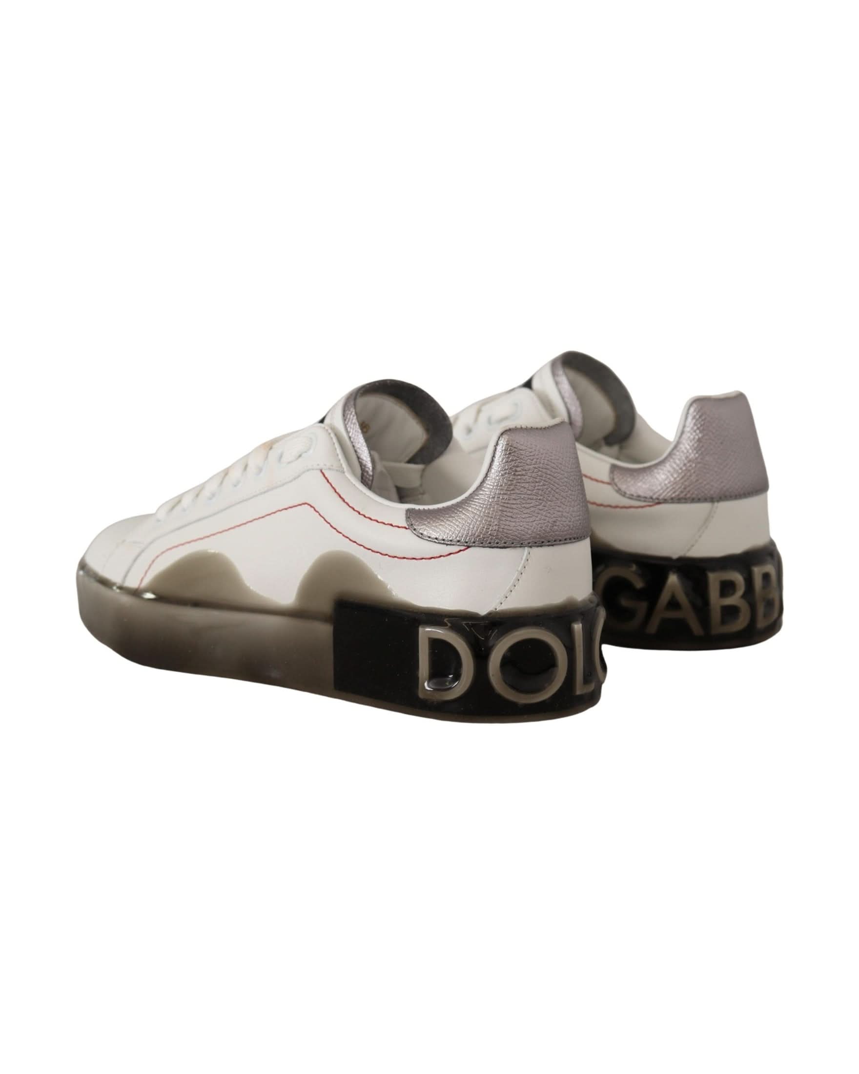 Dolce & Gabbana White Leather Logo Portofino Sneakers Sneakers