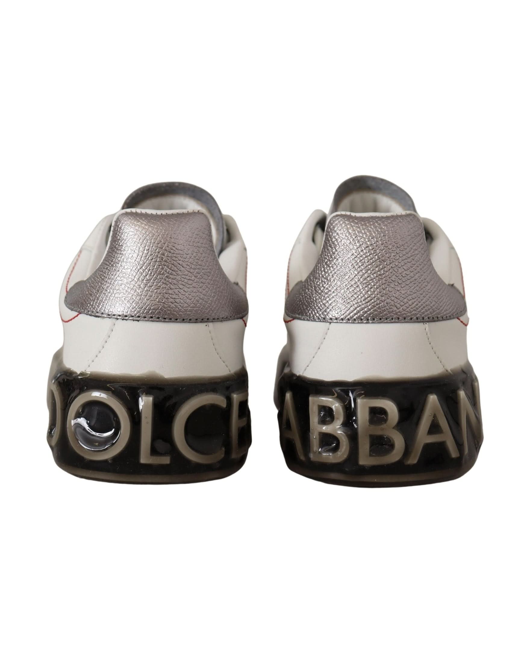 Dolce & Gabbana White Leather Logo Portofino Sneakers Sneakers