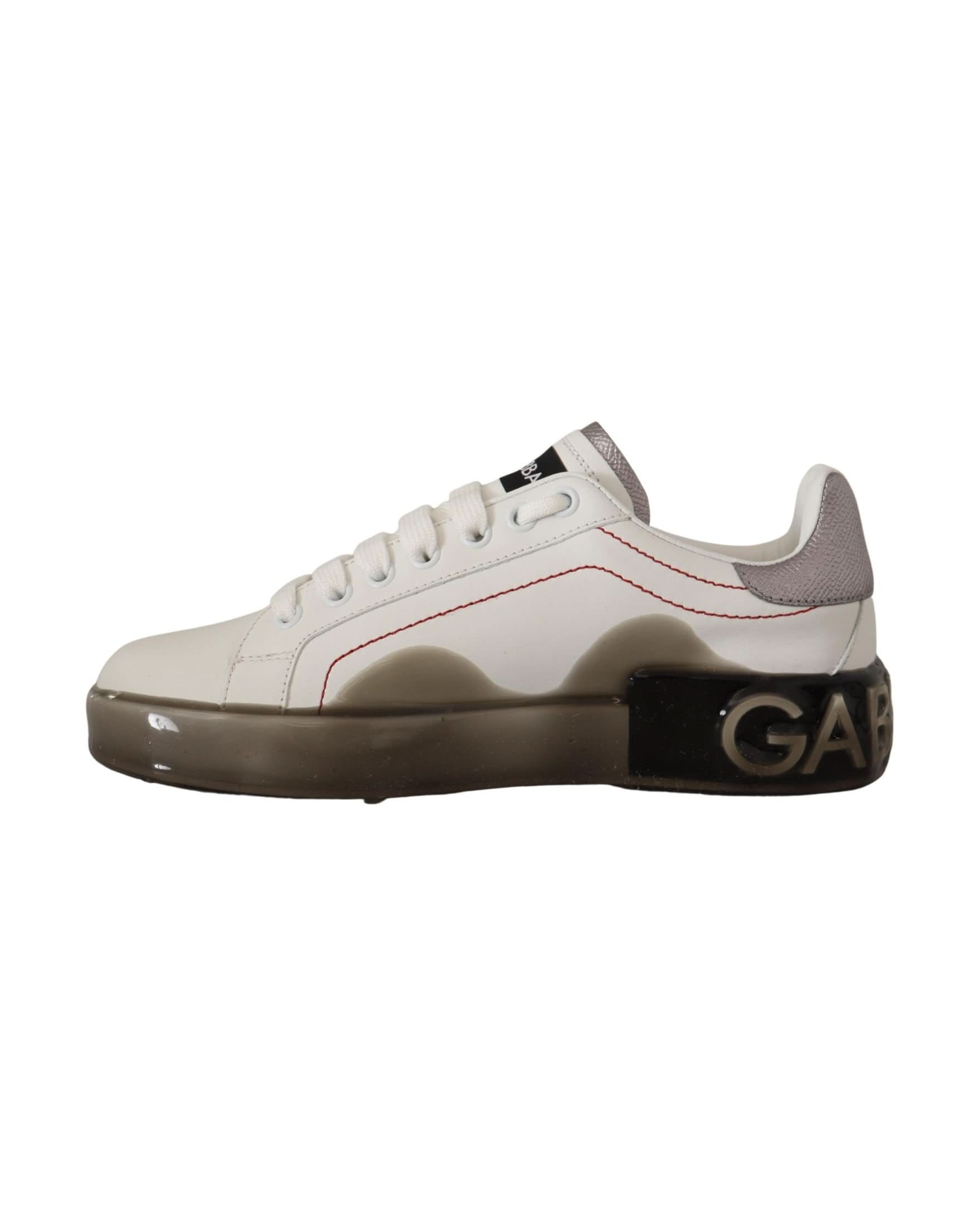 Dolce & Gabbana White Leather Logo Portofino Sneakers Sneakers