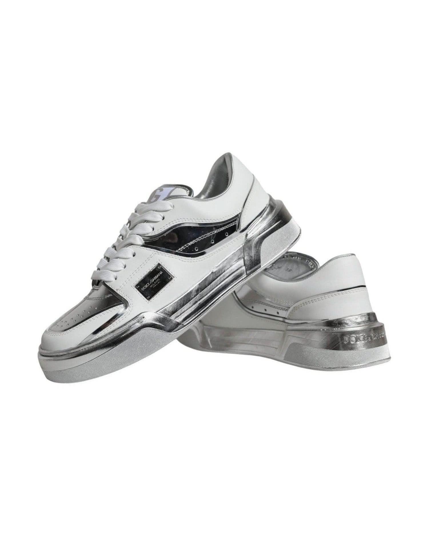 Dolce & Gabbana White Leather Low Top Sneakers Shoes Sneakers