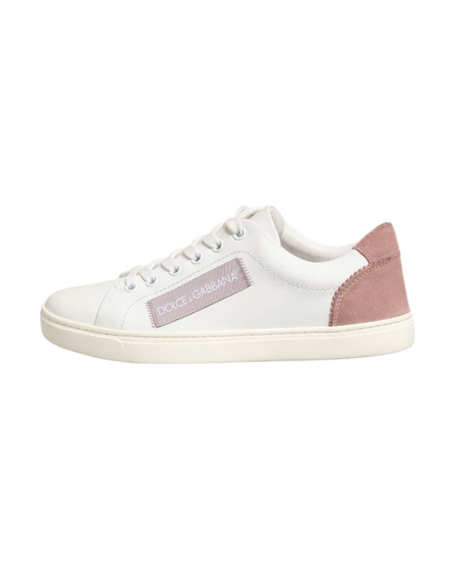 Dolce & Gabbana White Leather Low Top Sneakers Shoes Sneakers