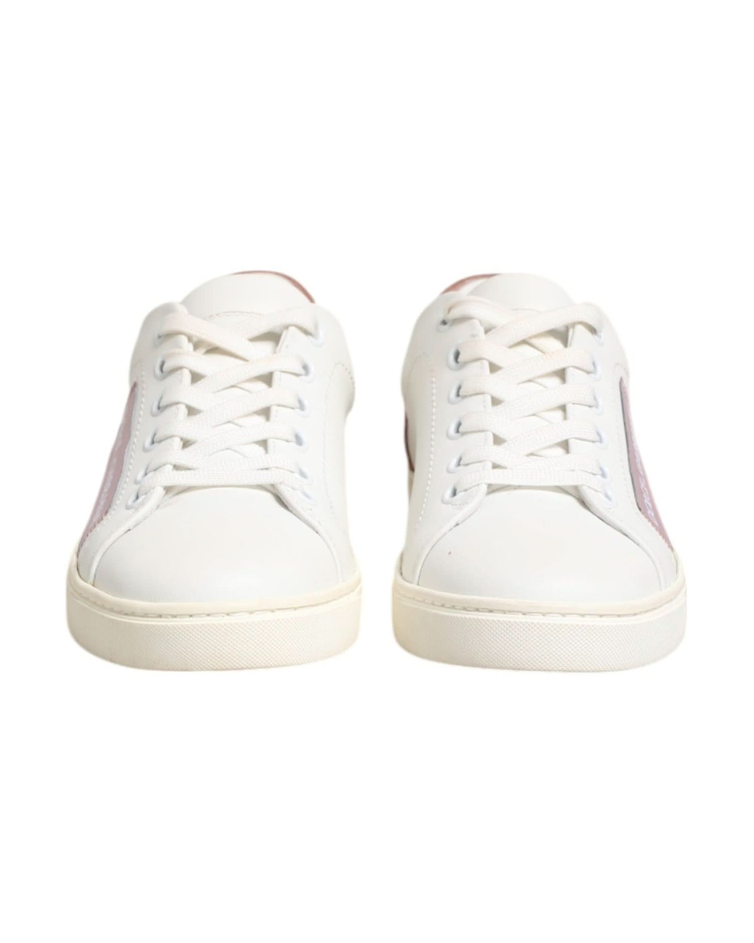 Dolce & Gabbana White Leather Low Top Sneakers Shoes Sneakers