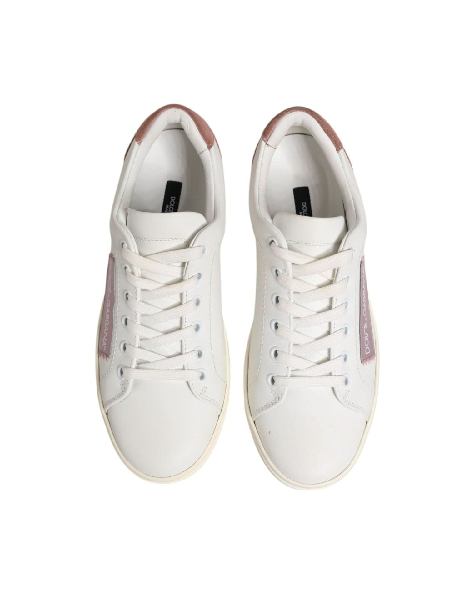 Dolce & Gabbana White Leather Low Top Sneakers Shoes Sneakers