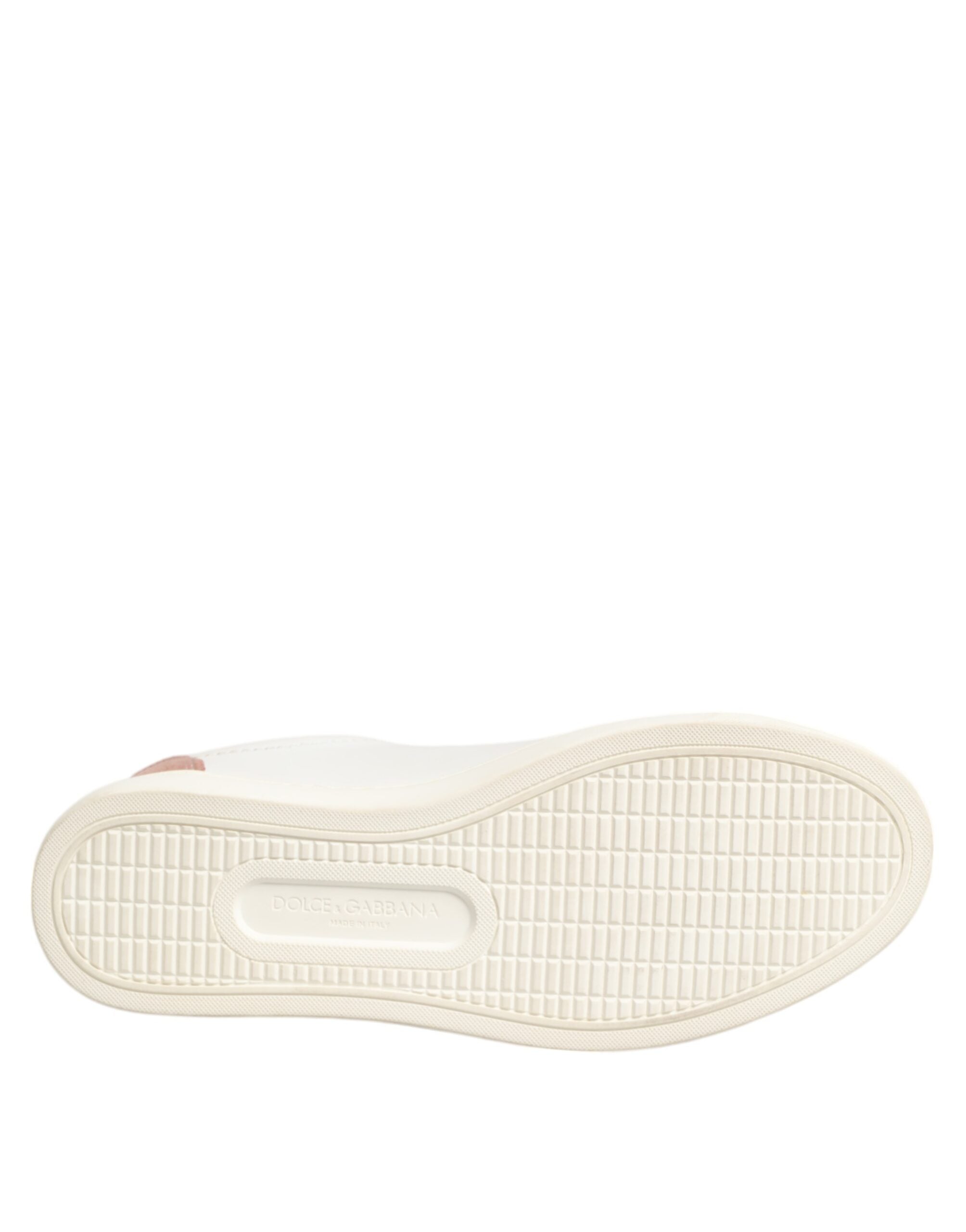 Dolce & Gabbana White Leather Pink Low Top Sneakers Shoes Glam Steals