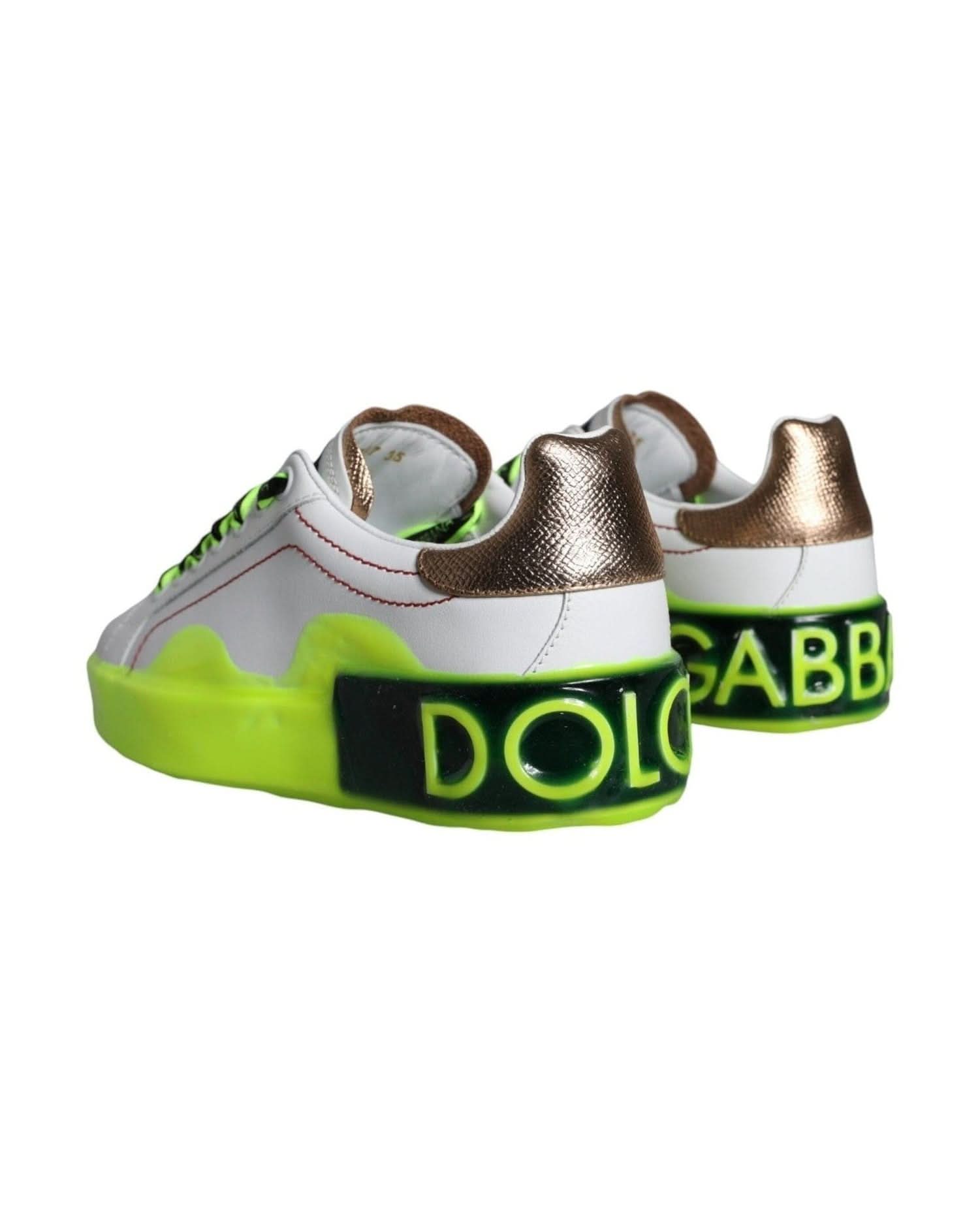 Dolce & Gabbana White Leather Portofino Low Top Sneakers Shoes Sneakers