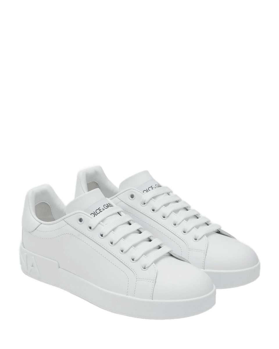 Dolce & Gabbana White Leather Portofino Sneakers Glam Steals