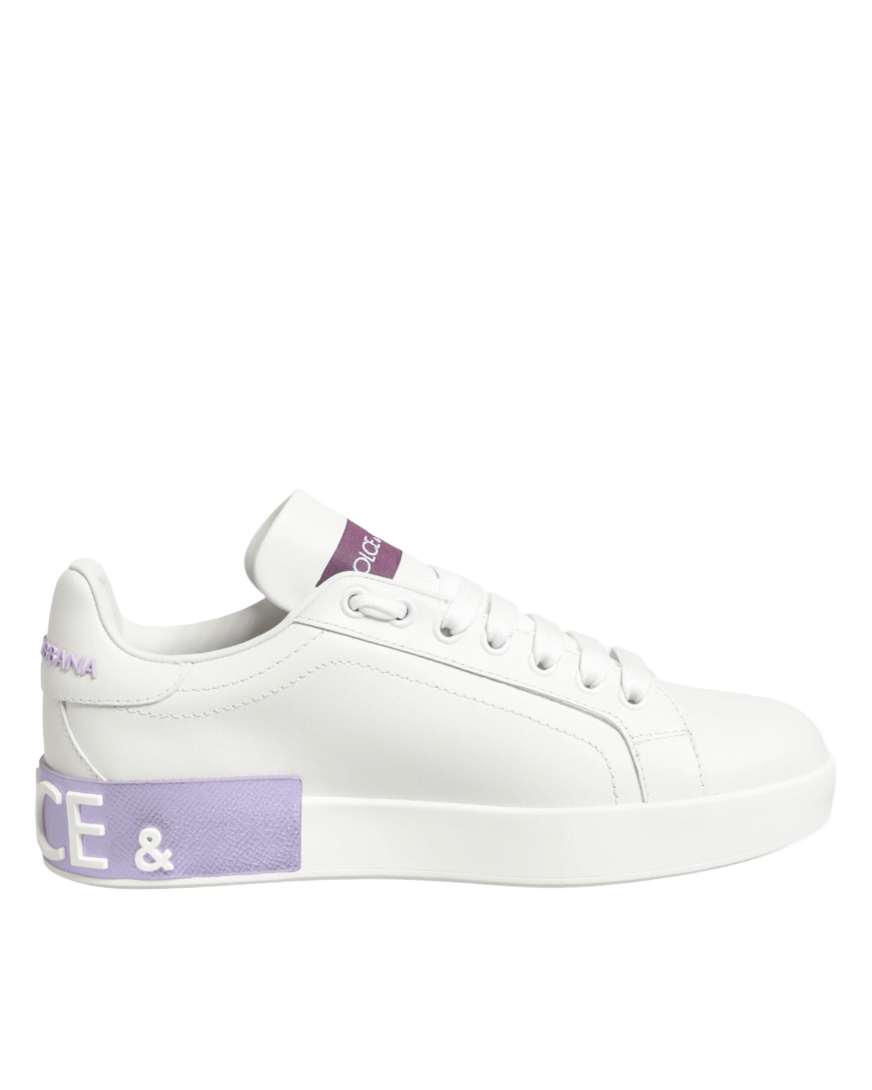 Dolce & Gabbana White Leather Purple Casual Sneakers Shoes Glam Steals