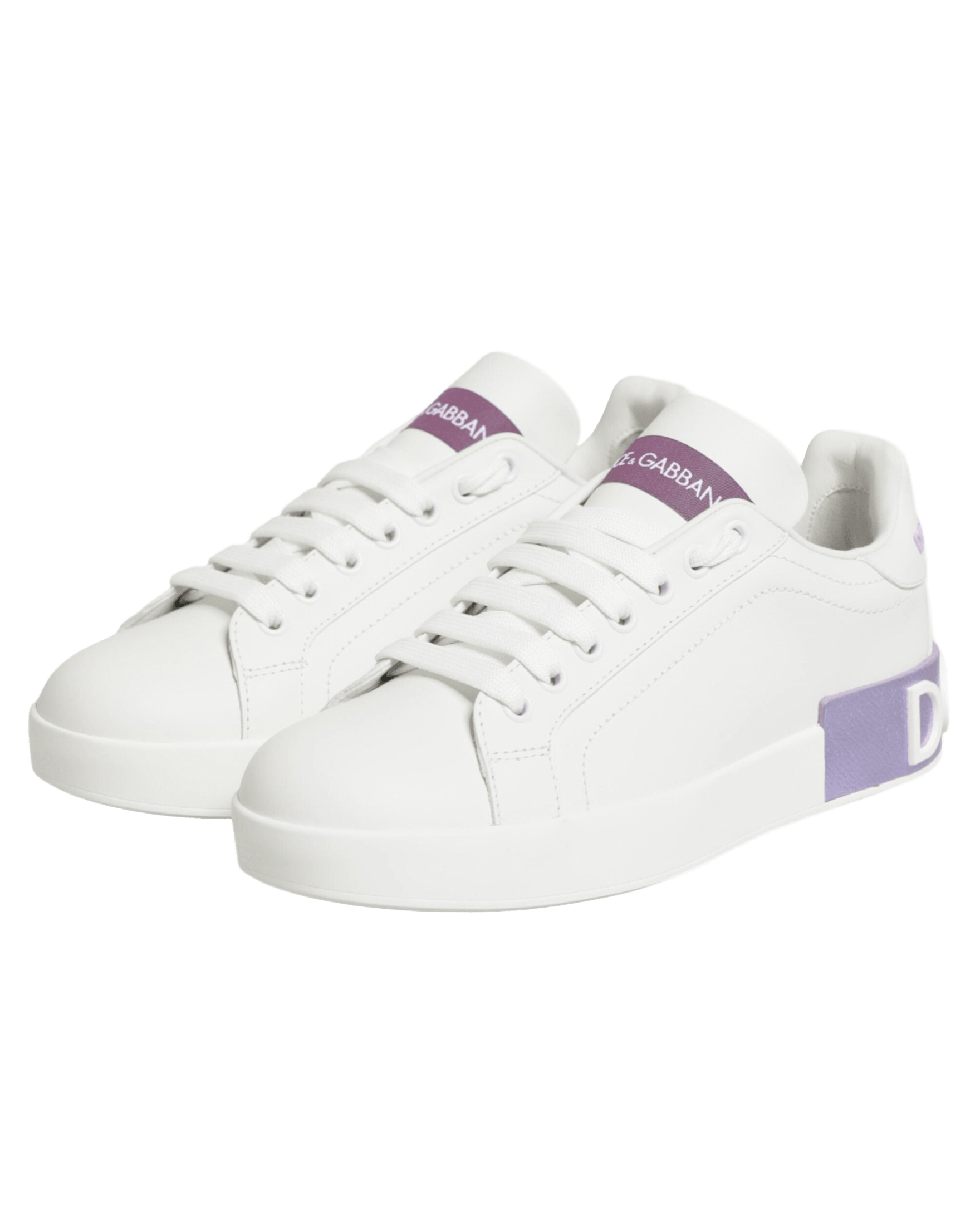 Dolce & Gabbana White Leather Purple Casual Sneakers Shoes Glam Steals